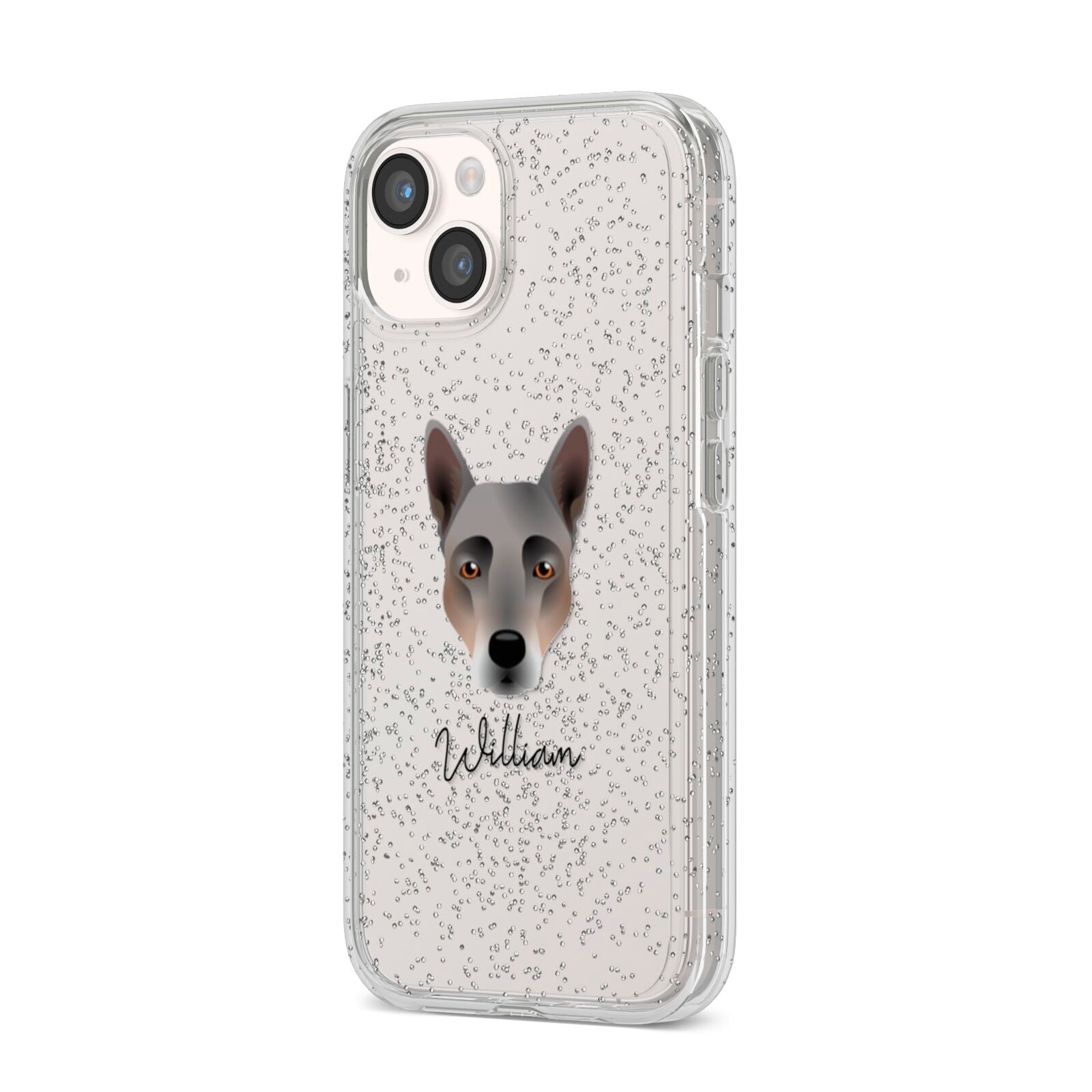 Australian Cattle Dog Personalised iPhone 14 Glitter Tough Case Starlight Angled Image