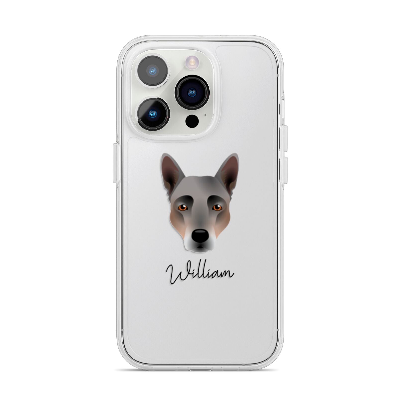 Australian Cattle Dog Personalised iPhone 14 Pro Clear Tough Case Silver