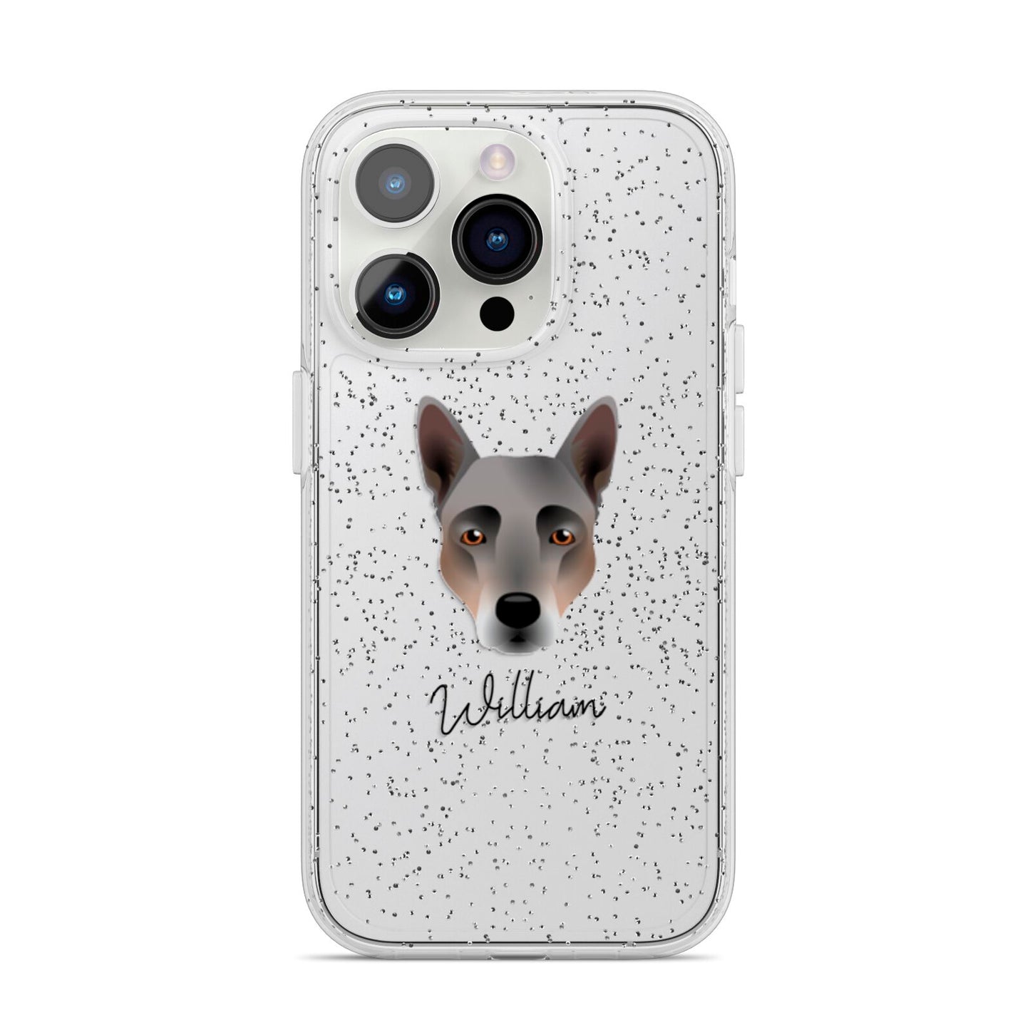 Australian Cattle Dog Personalised iPhone 14 Pro Glitter Tough Case Silver