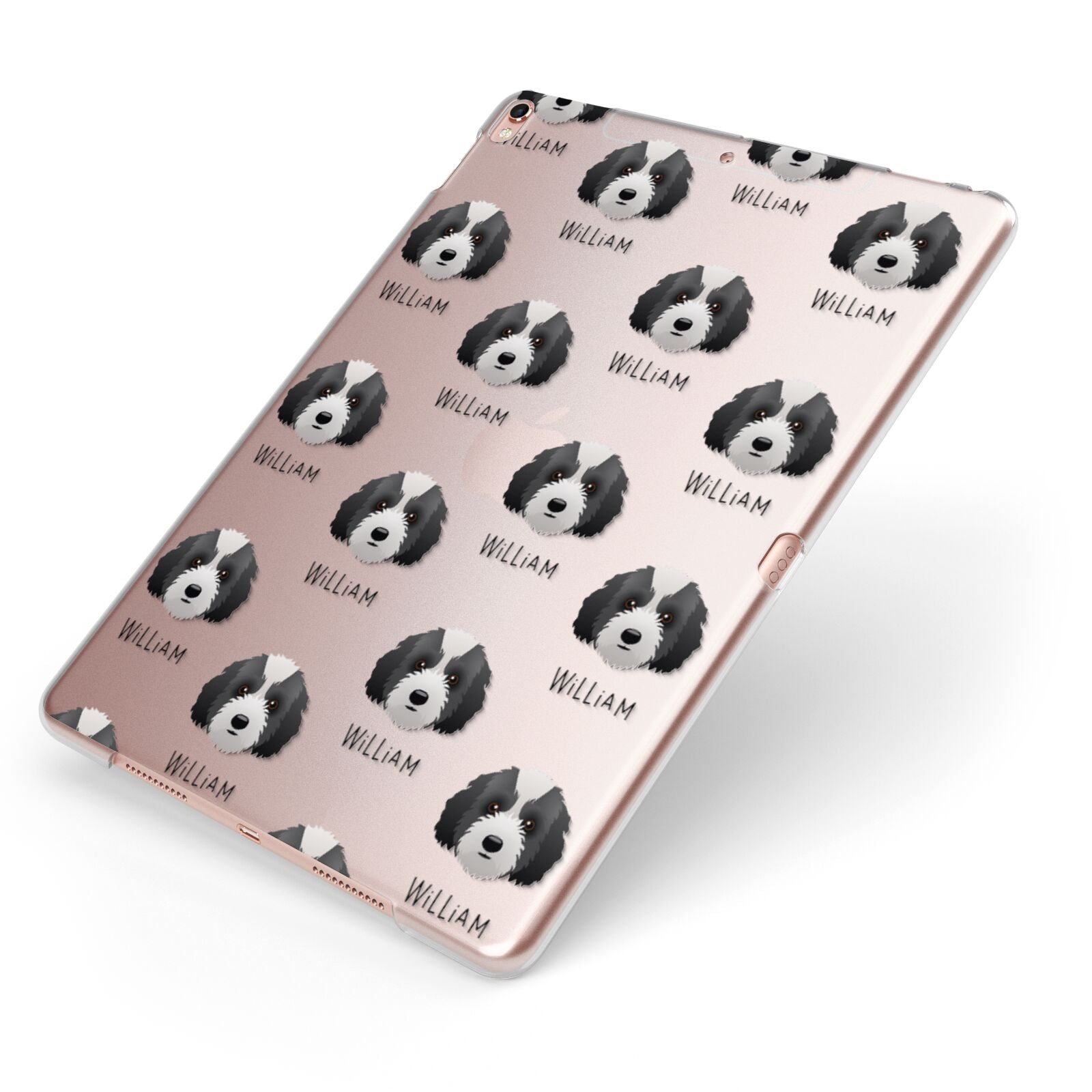 Australian Labradoodle Icon with Name Apple iPad Case on Rose Gold iPad Side View