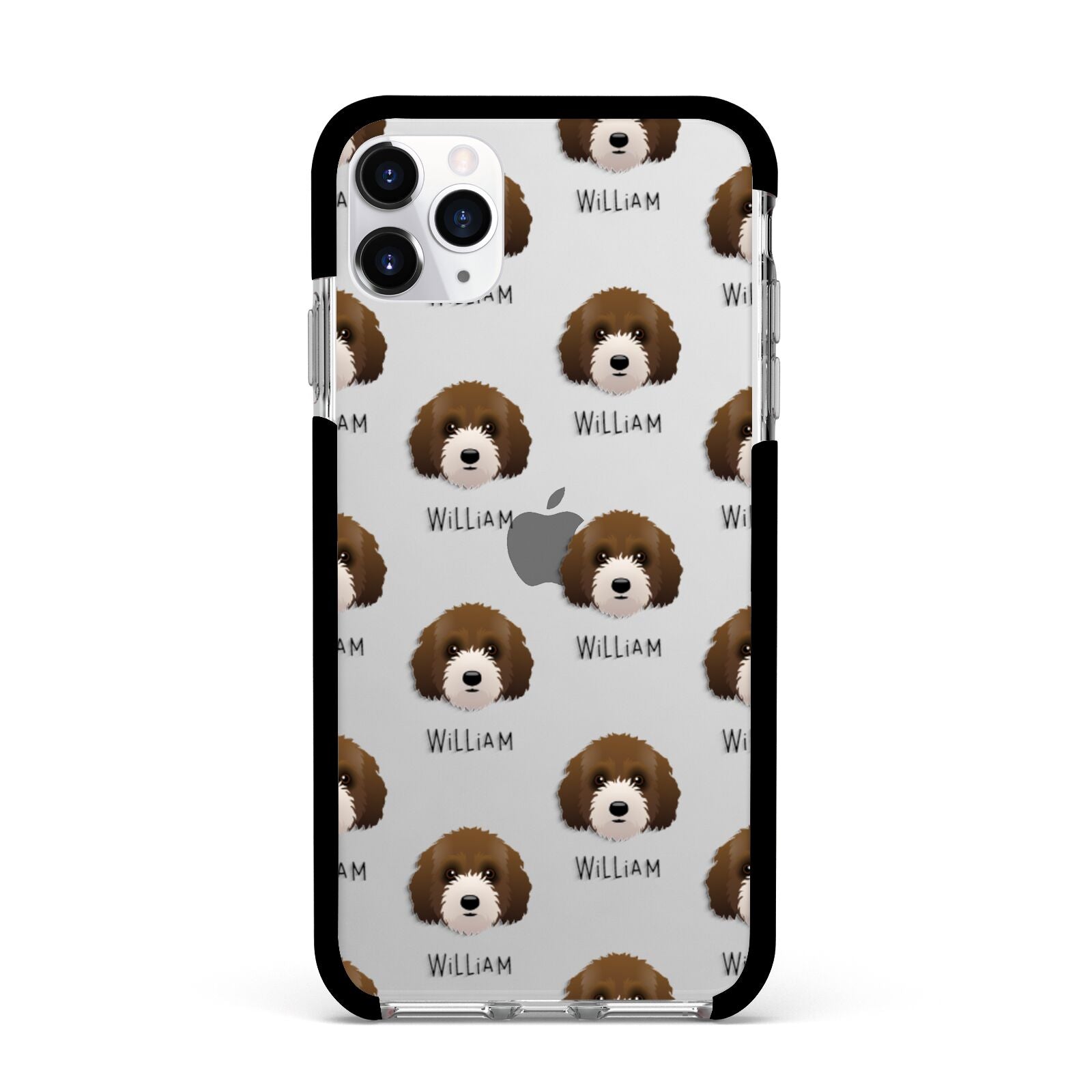 Australian Labradoodle Icon with Name Apple iPhone 11 Pro Max in Silver with Black Impact Case