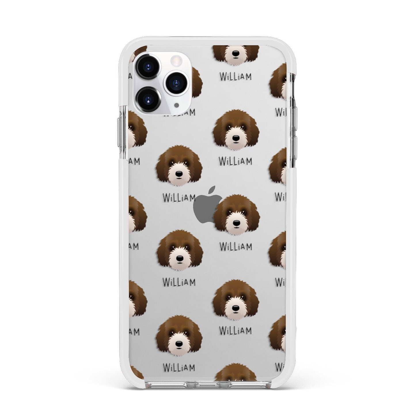 Australian Labradoodle Icon with Name Apple iPhone 11 Pro Max in Silver with White Impact Case