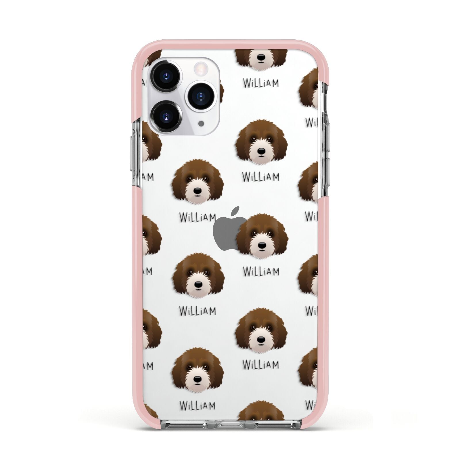 Australian Labradoodle Icon with Name Apple iPhone 11 Pro in Silver with Pink Impact Case