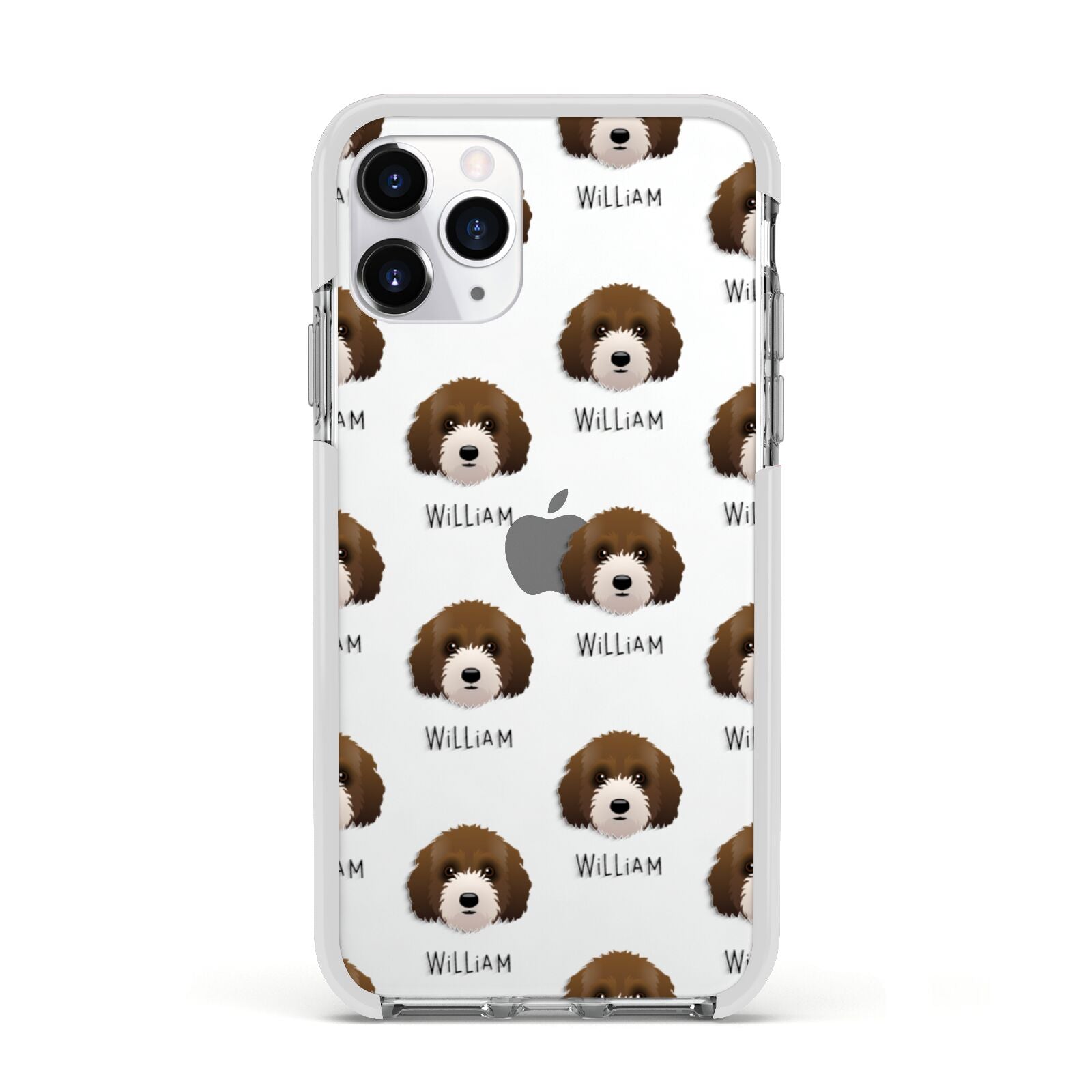 Australian Labradoodle Icon with Name Apple iPhone 11 Pro in Silver with White Impact Case