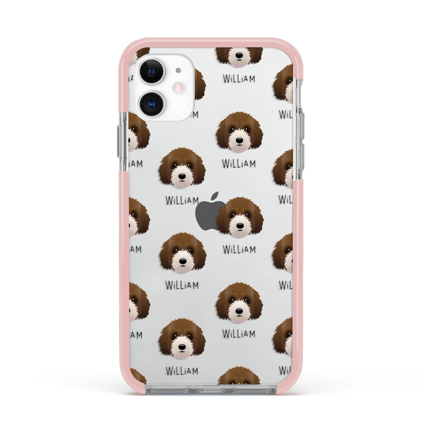 Australian Labradoodle Icon with Name Apple iPhone 11 in White with Pink Impact Case