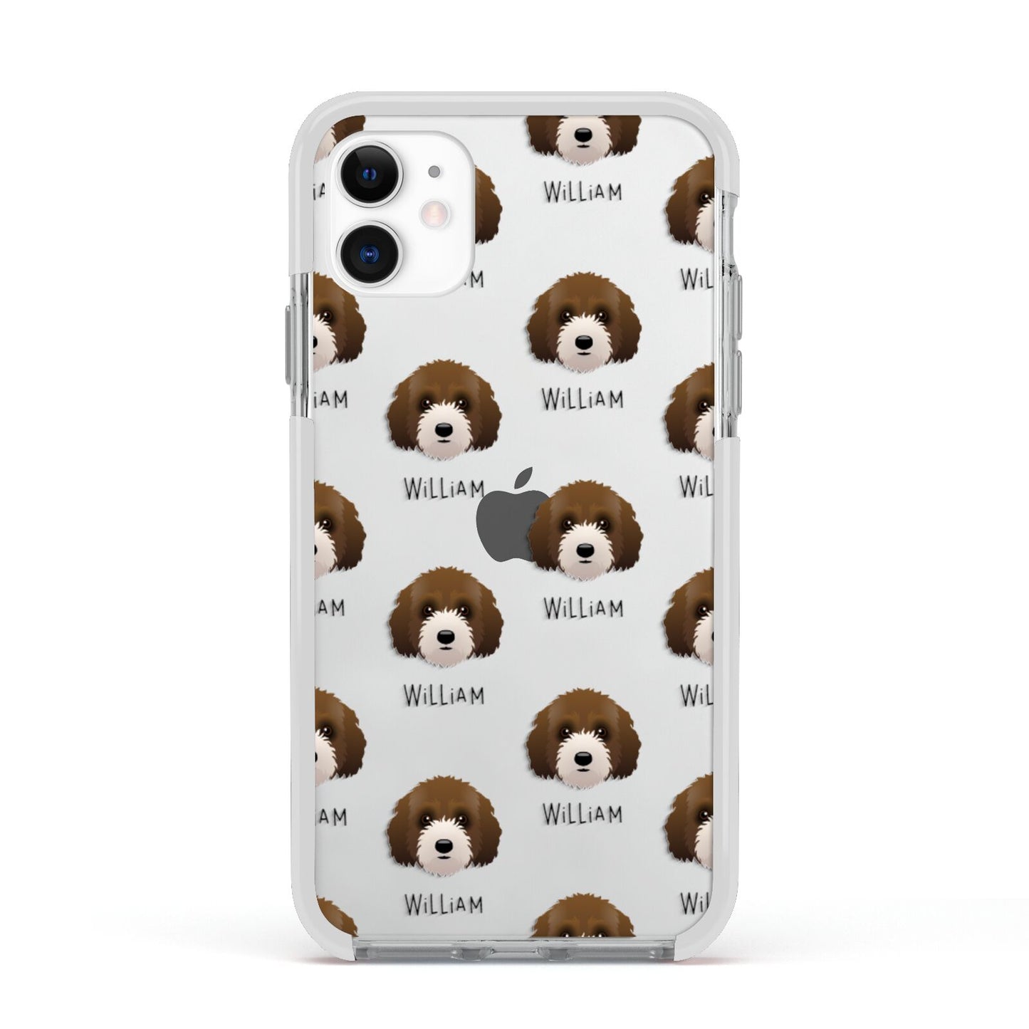 Australian Labradoodle Icon with Name Apple iPhone 11 in White with White Impact Case
