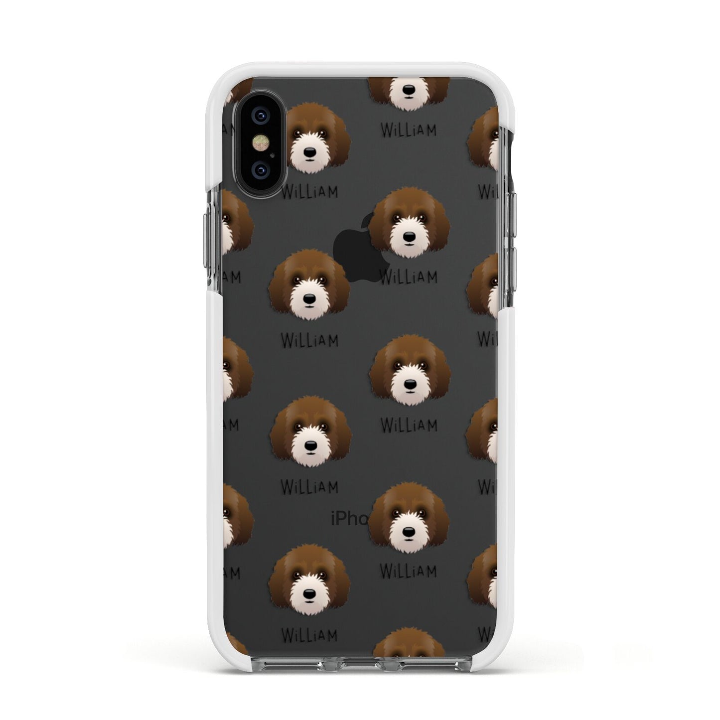Australian Labradoodle Icon with Name Apple iPhone Xs Impact Case White Edge on Black Phone
