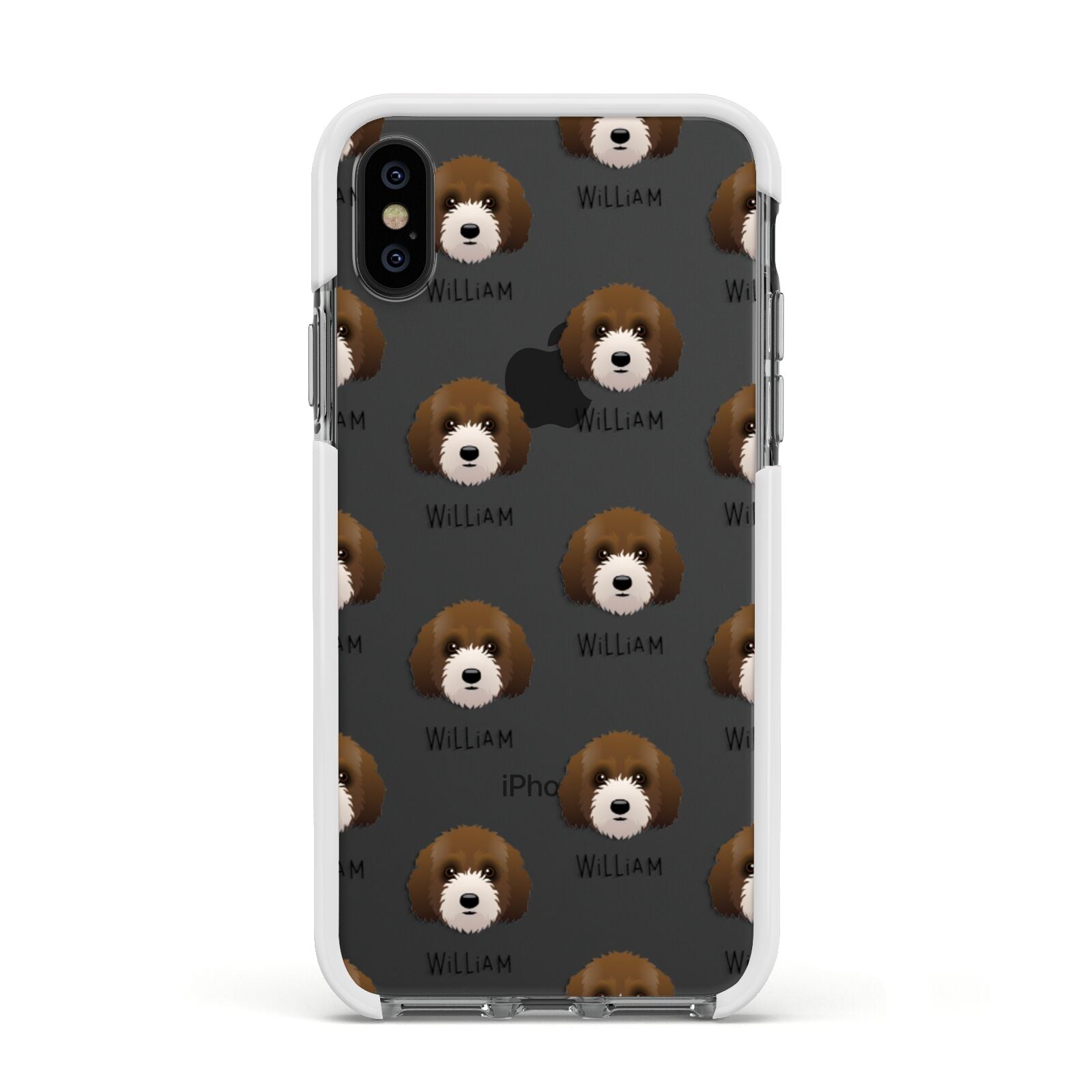 Australian Labradoodle Icon with Name Apple iPhone Xs Impact Case White Edge on Black Phone