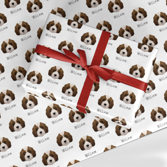 Australian Labradoodle Icon with Name Custom Wrapping Paper