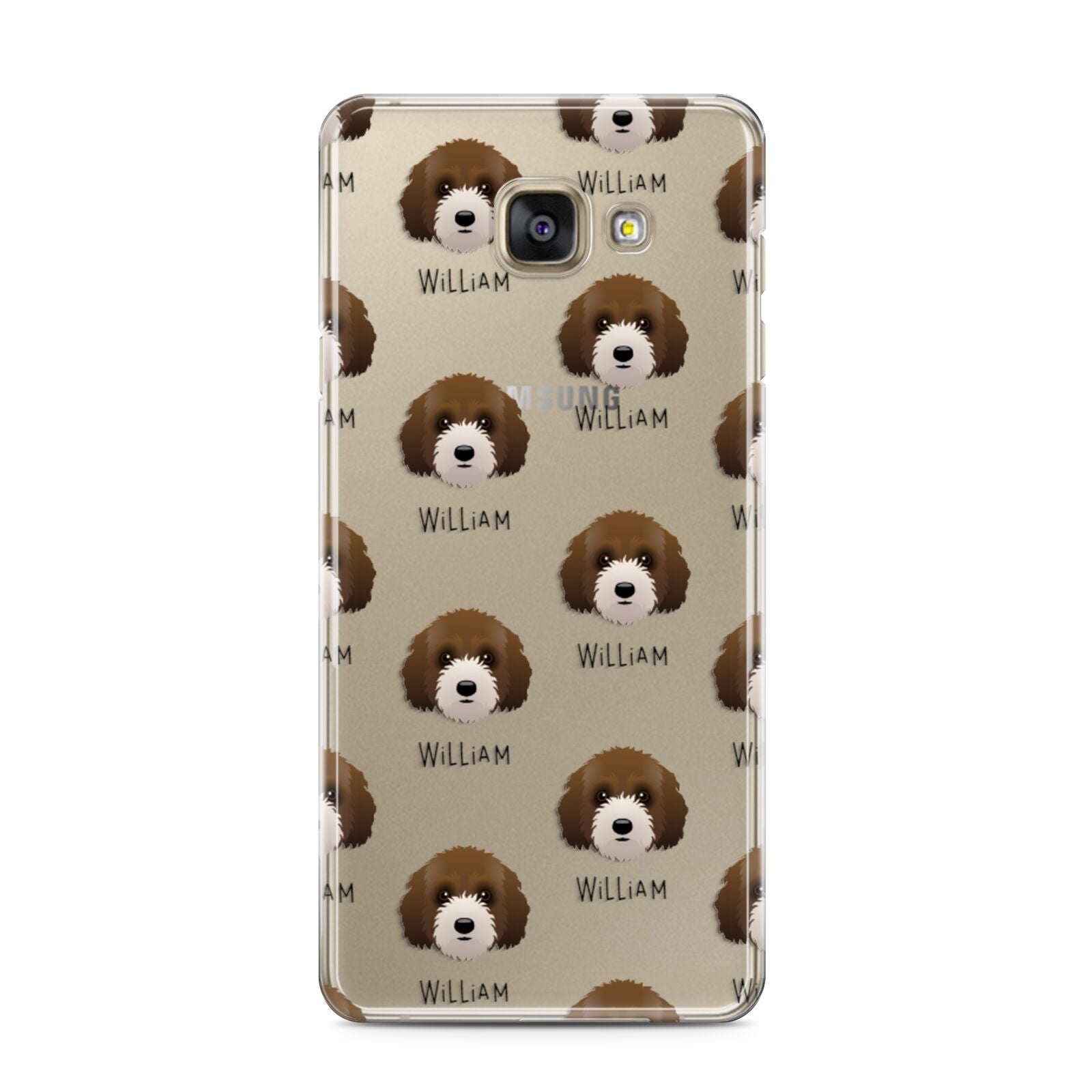 Australian Labradoodle Icon with Name Samsung Galaxy A3 2016 Case on gold phone