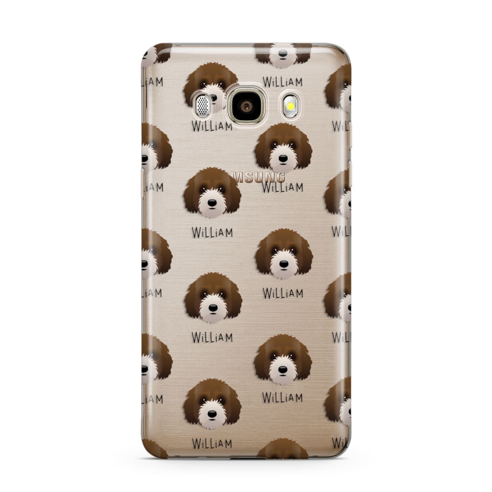 Australian Labradoodle Icon with Name Samsung Galaxy J7 2016 Case on gold phone
