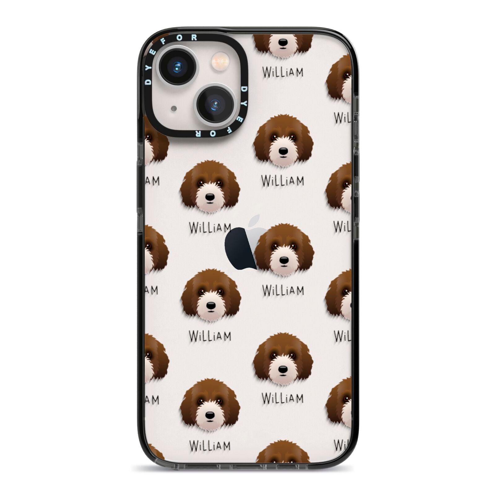 Australian Labradoodle Icon with Name iPhone 13 Black Impact Case on Silver phone