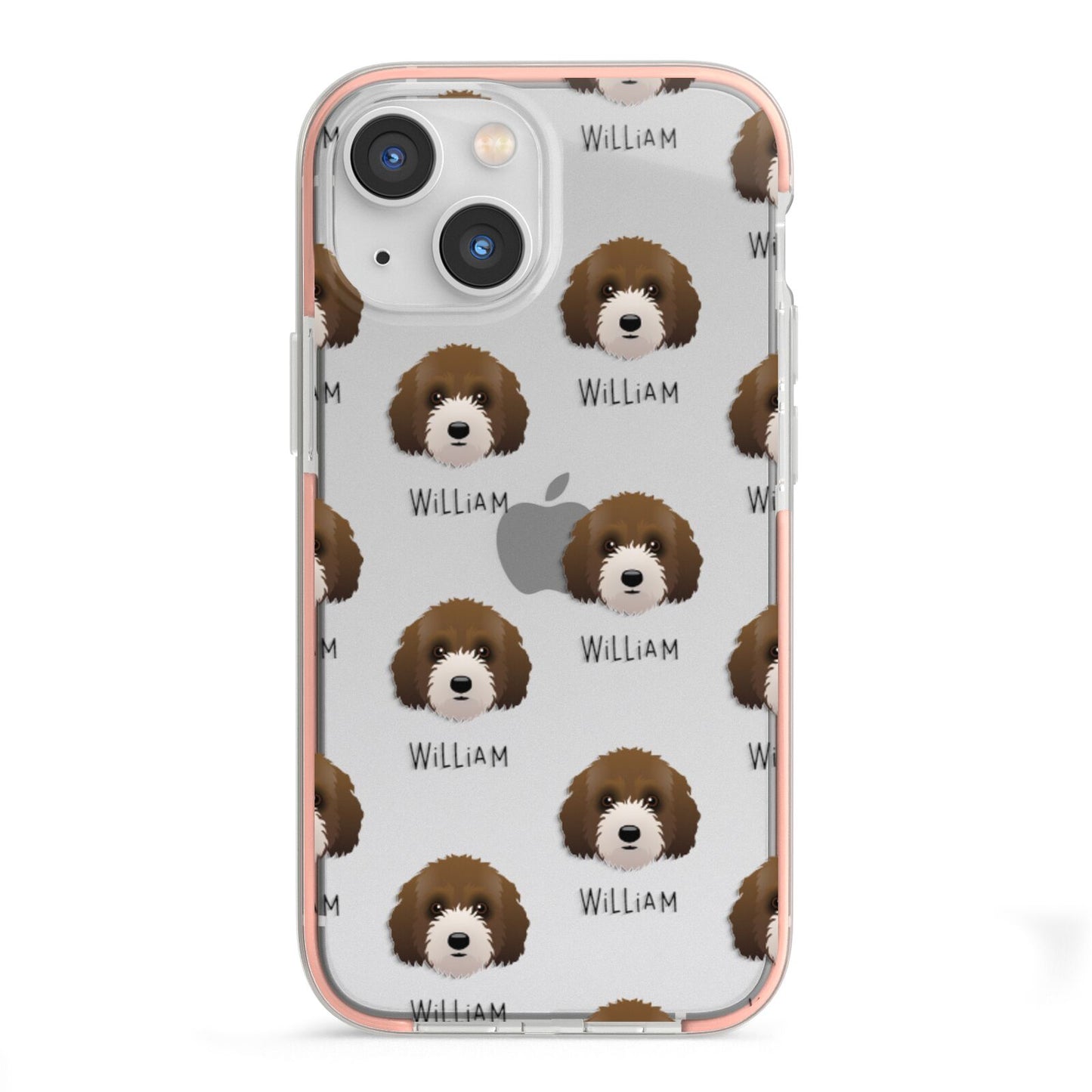 Australian Labradoodle Icon with Name iPhone 13 Mini TPU Impact Case with Pink Edges