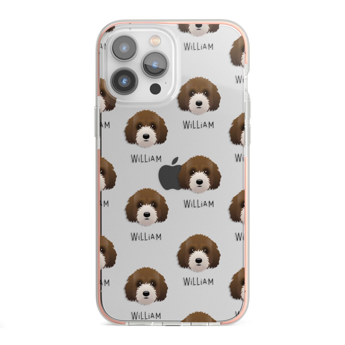 Australian Labradoodle Icon with Name iPhone 13 Pro Max TPU Impact Case with Pink Edges