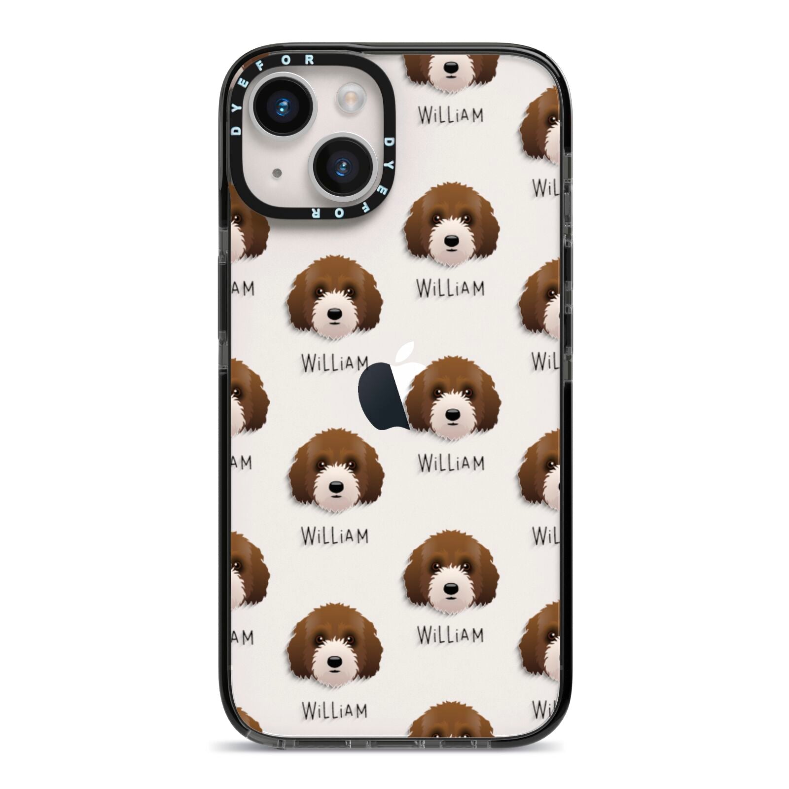 Australian Labradoodle Icon with Name iPhone 14 Black Impact Case on Silver phone