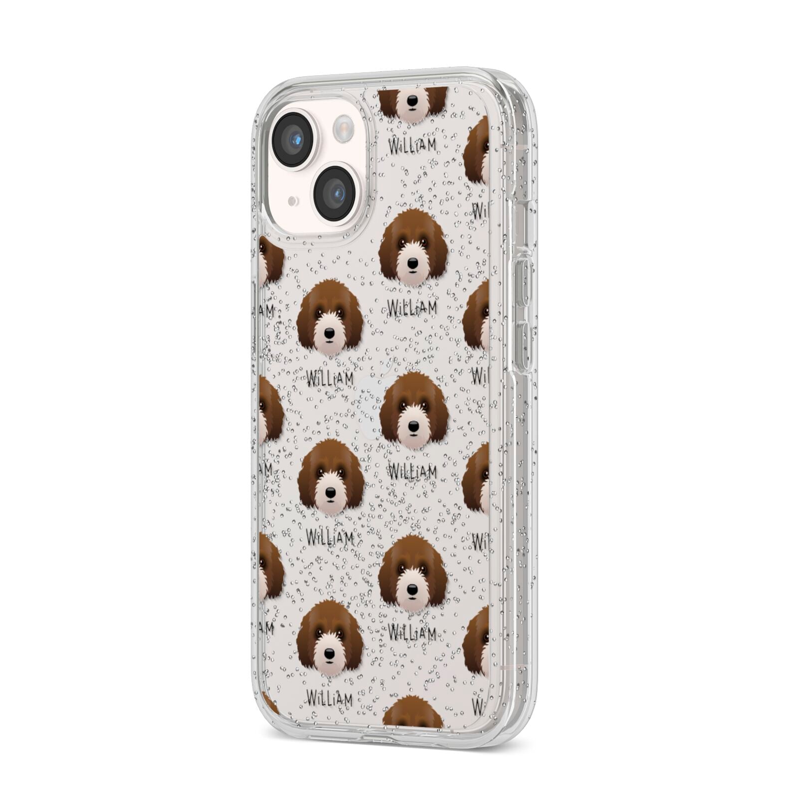 Australian Labradoodle Icon with Name iPhone 14 Glitter Tough Case Starlight Angled Image