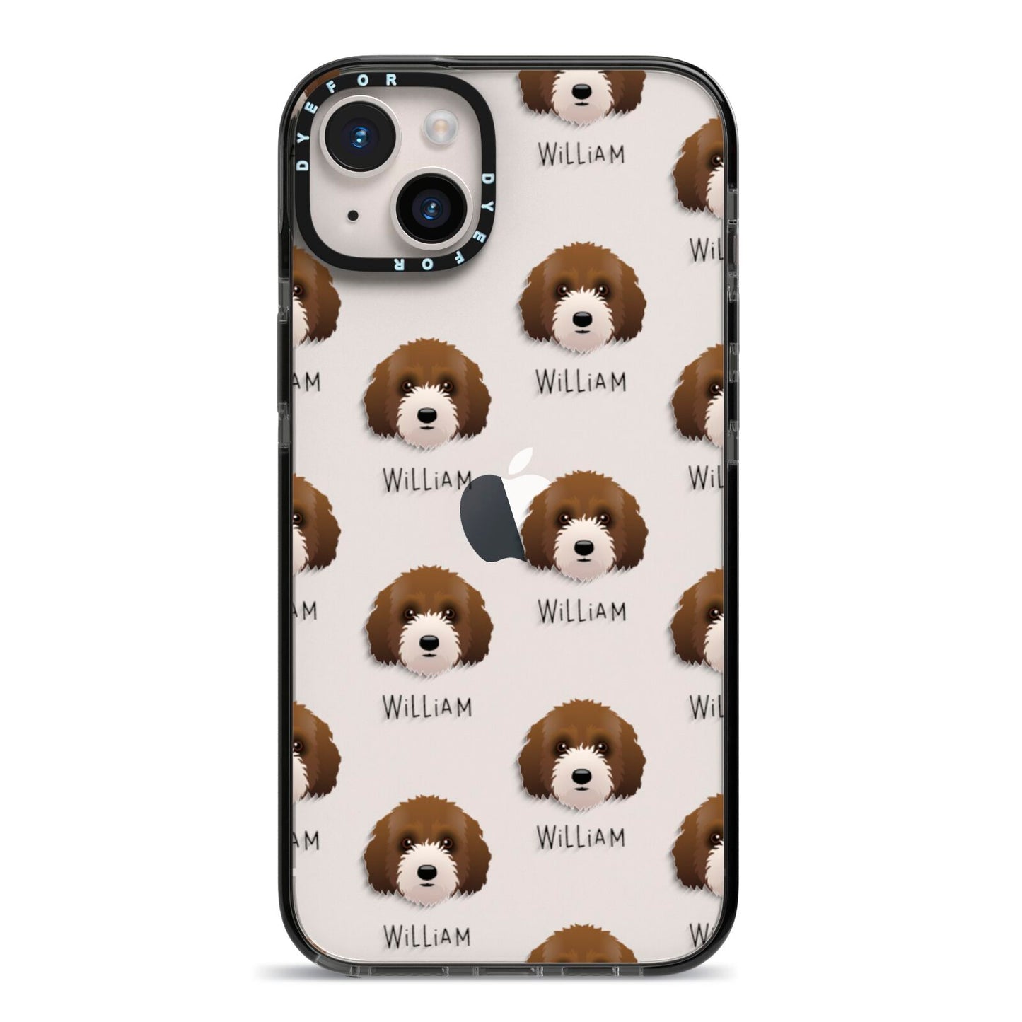 Australian Labradoodle Icon with Name iPhone 14 Plus Black Impact Case on Silver phone