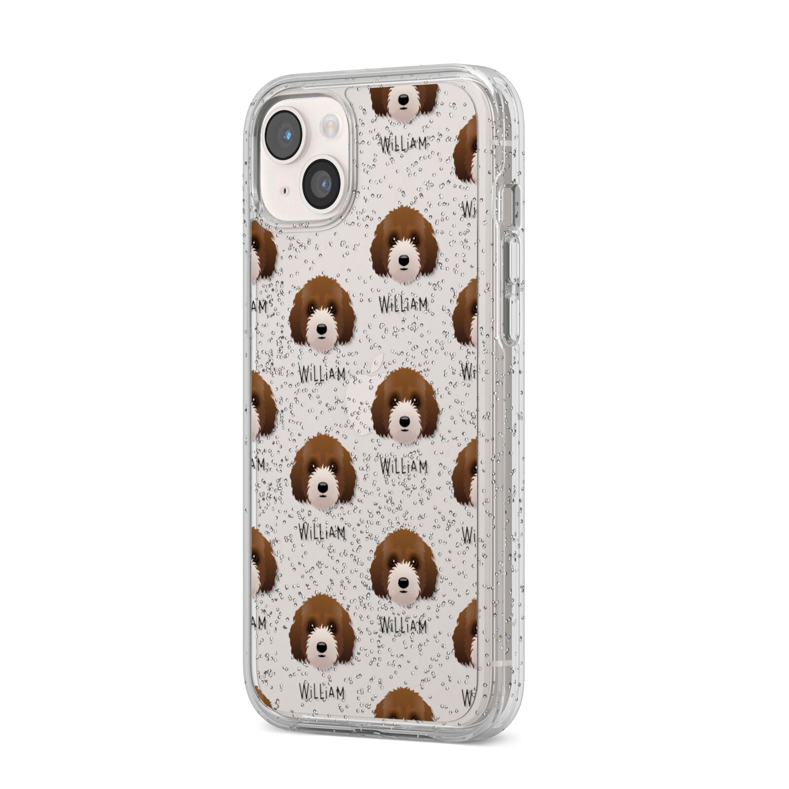 Australian Labradoodle Icon with Name iPhone 14 Plus Glitter Tough Case Starlight Angled Image