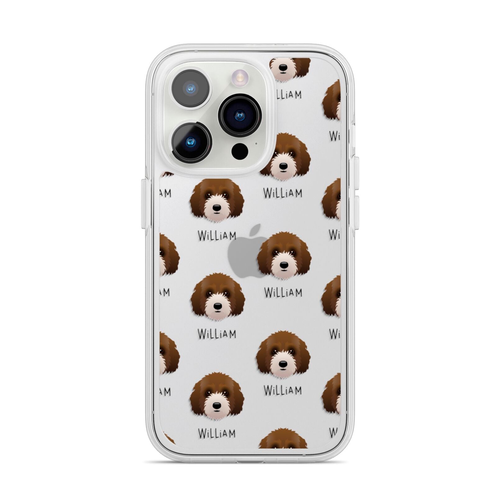 Australian Labradoodle Icon with Name iPhone 14 Pro Clear Tough Case Silver