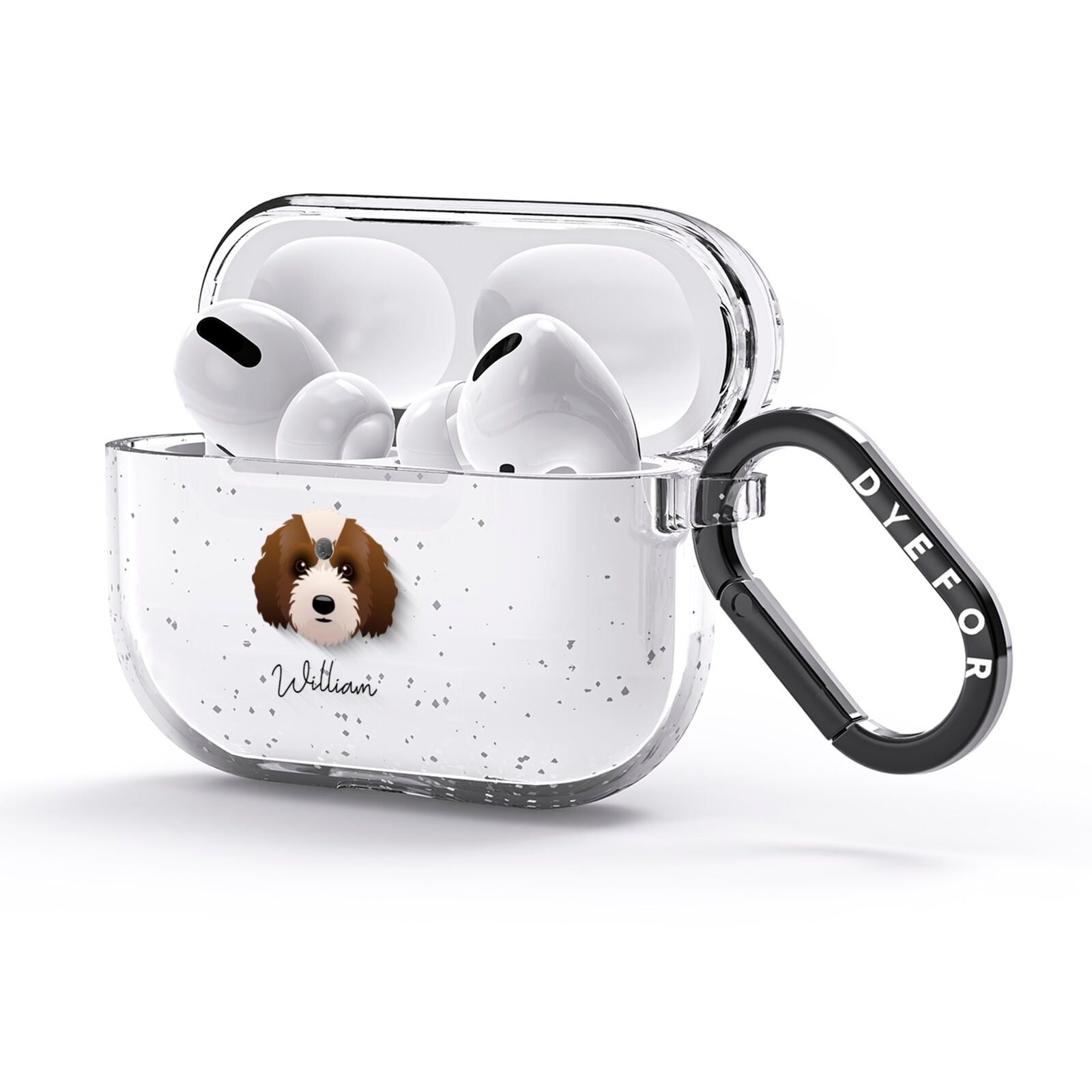 Australian Labradoodle Personalised AirPods Glitter Case 3rd Gen Side Image
