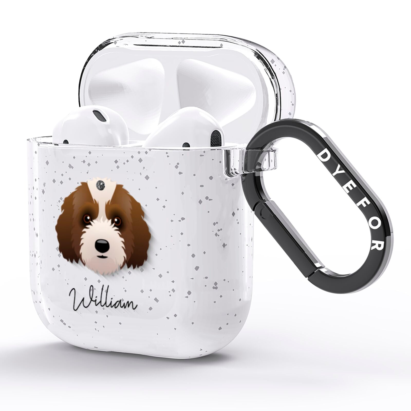 Australian Labradoodle Personalised AirPods Glitter Case Side Image