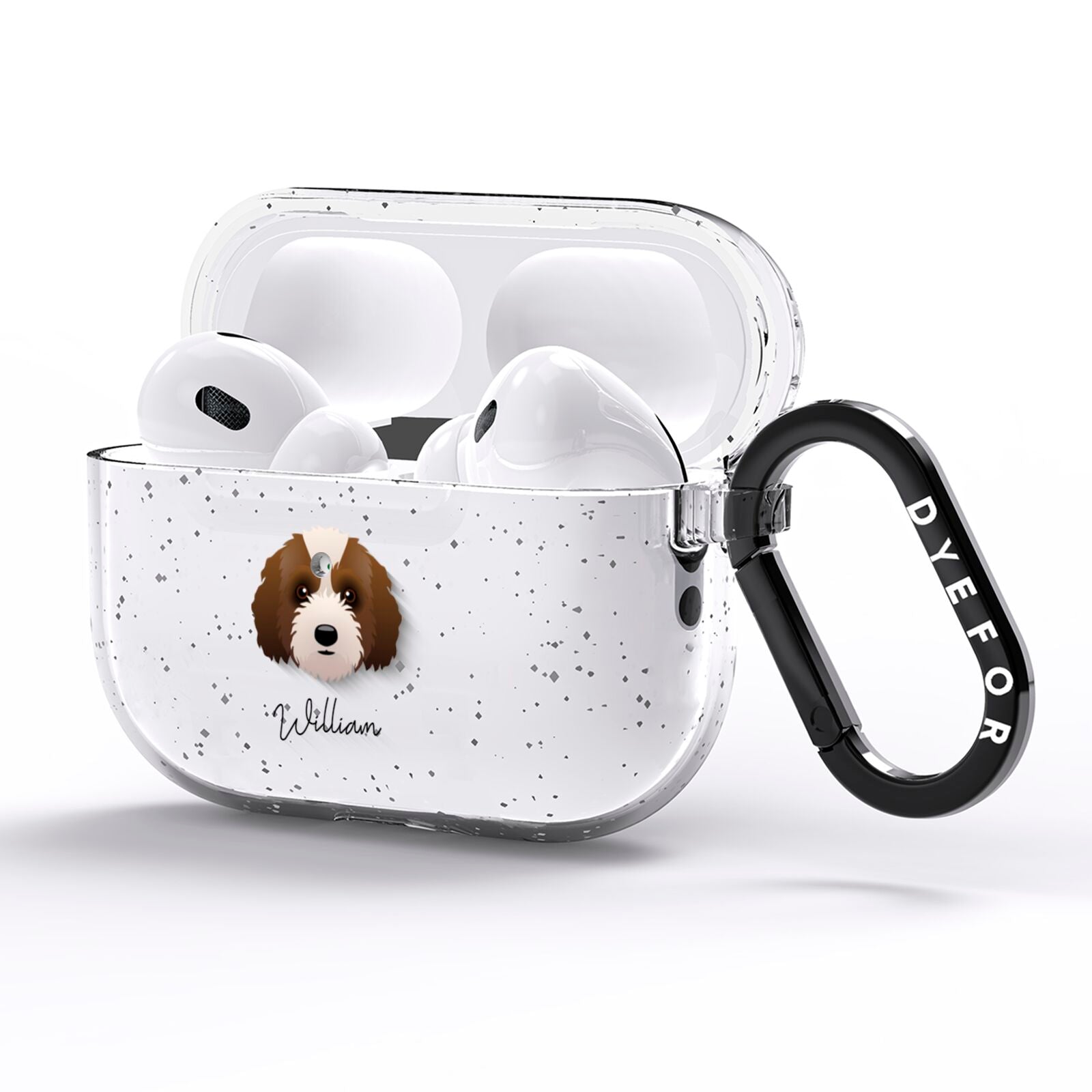 Australian Labradoodle Personalised AirPods Pro Glitter Case Side Image