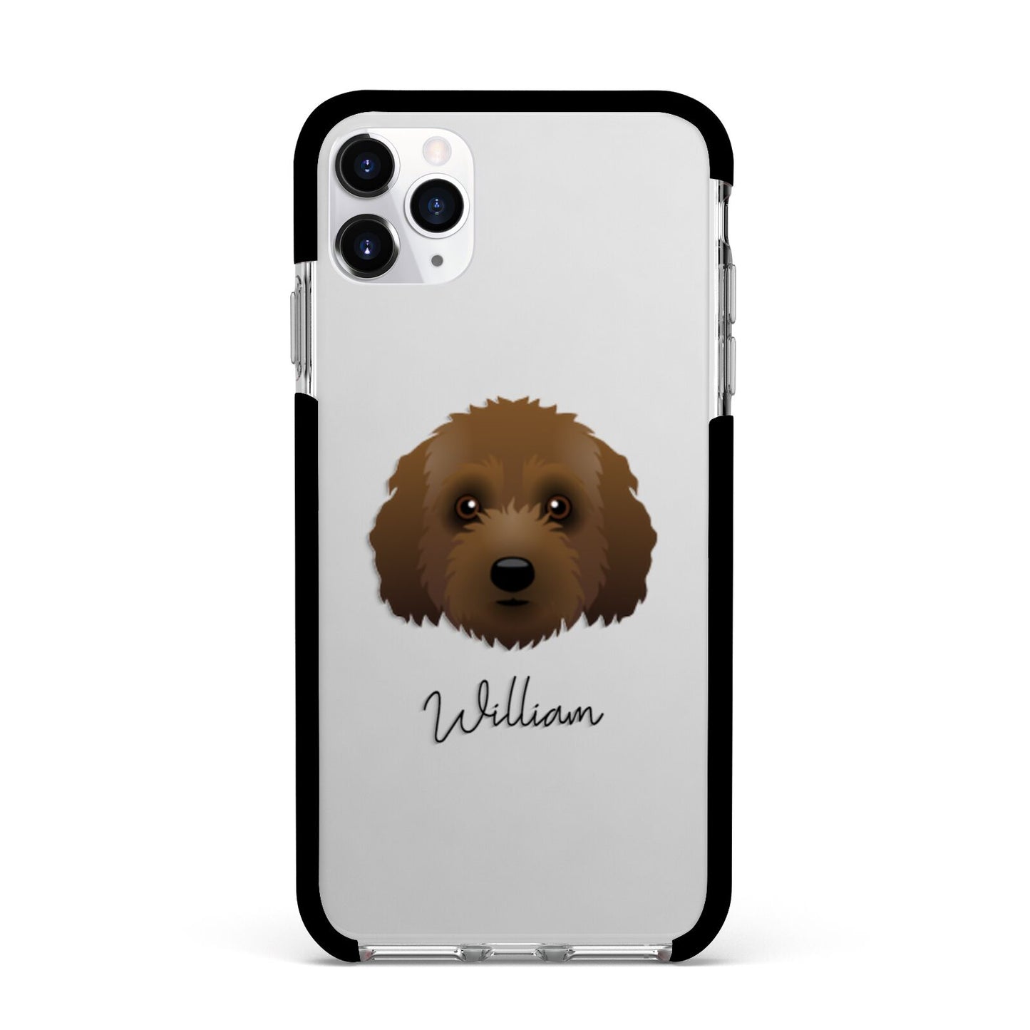 Australian Labradoodle Personalised Apple iPhone 11 Pro Max in Silver with Black Impact Case
