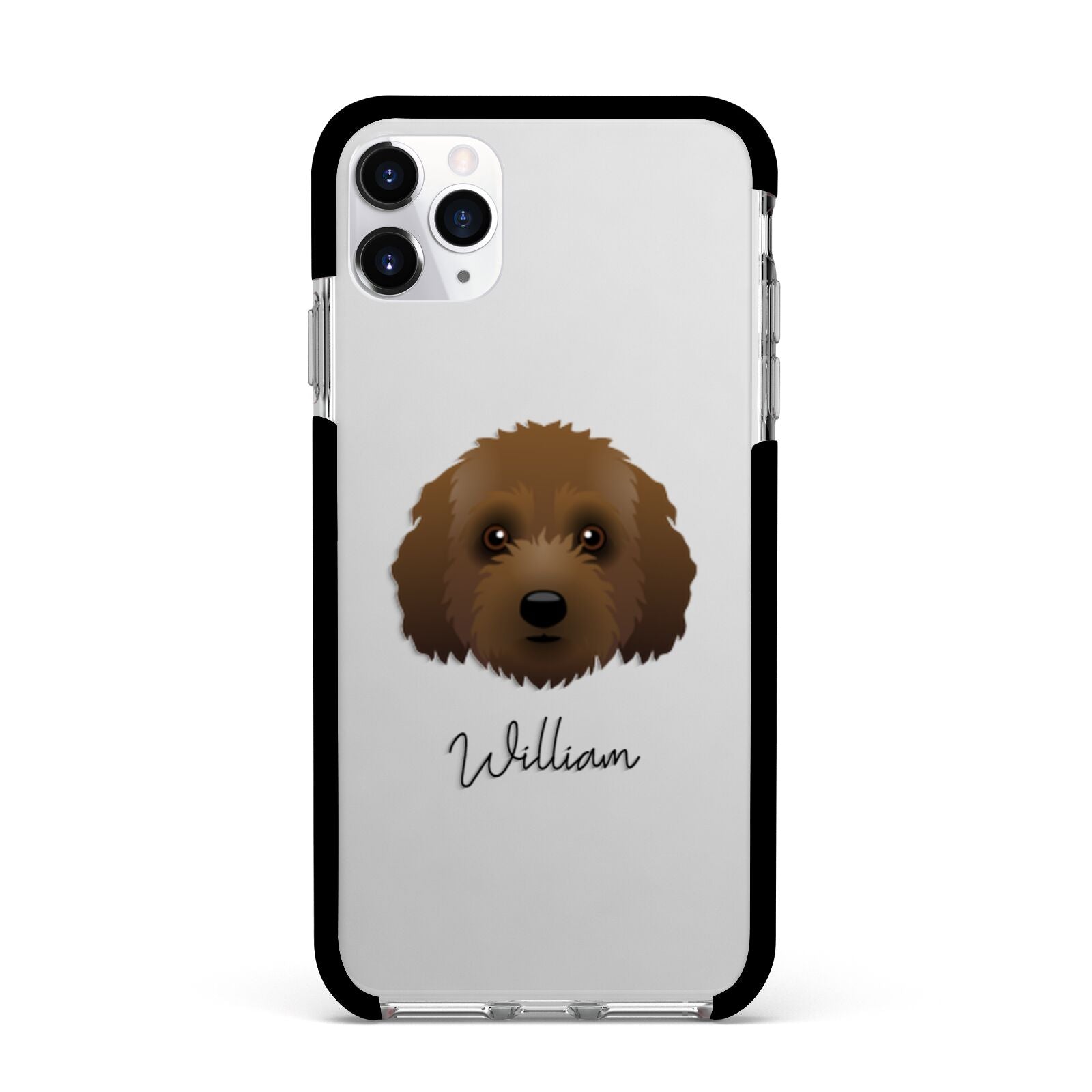 Australian Labradoodle Personalised Apple iPhone 11 Pro Max in Silver with Black Impact Case