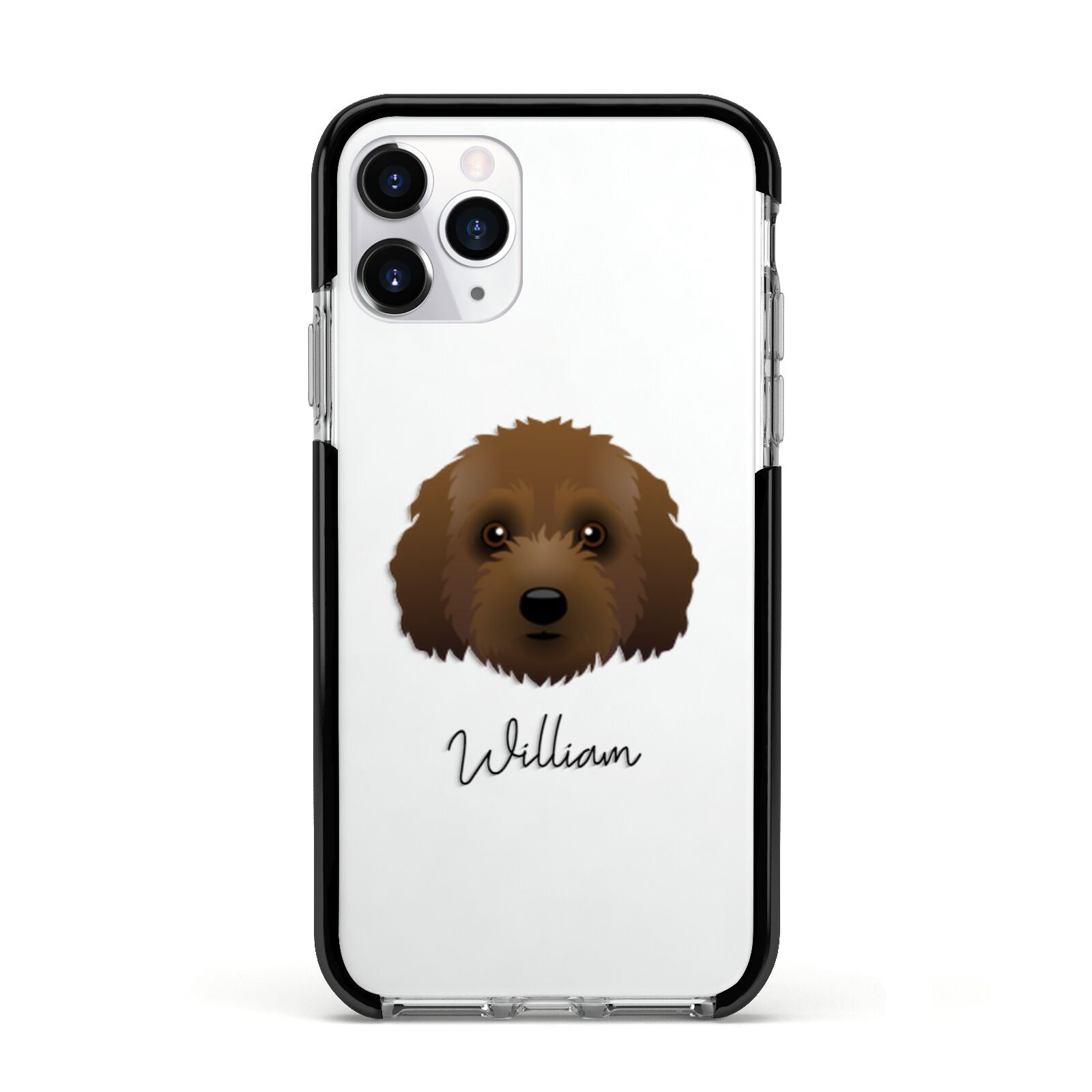 Australian Labradoodle Personalised Apple iPhone 11 Pro in Silver with Black Impact Case