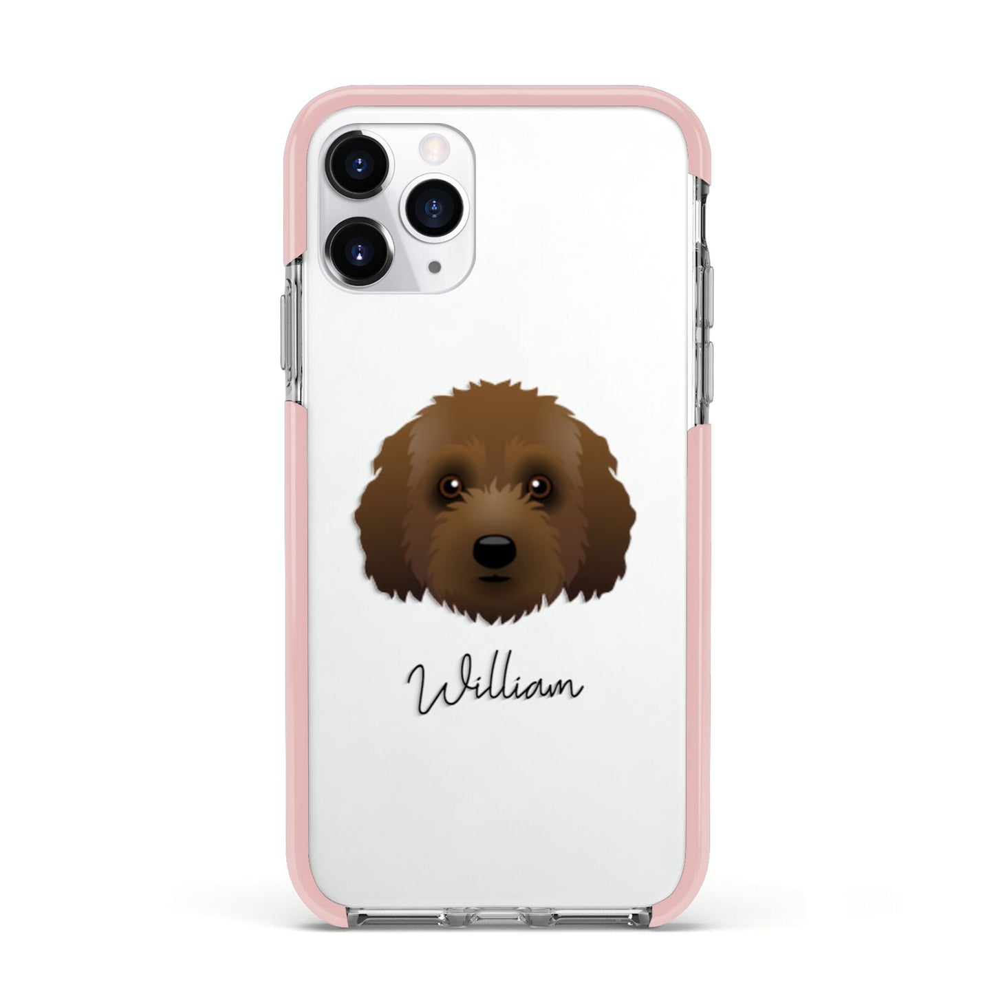 Australian Labradoodle Personalised Apple iPhone 11 Pro in Silver with Pink Impact Case