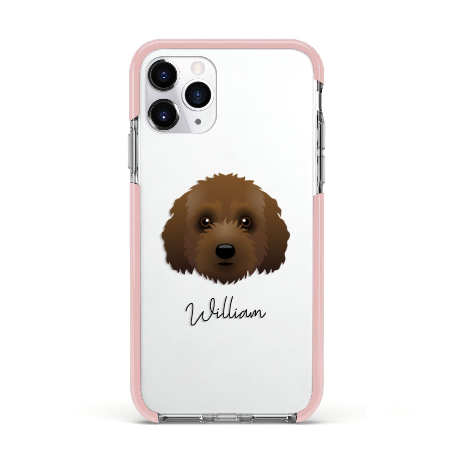 Australian Labradoodle Personalised Apple iPhone 11 Pro in Silver with Pink Impact Case