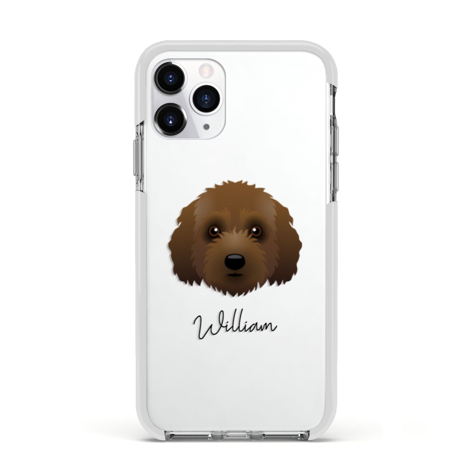 Australian Labradoodle Personalised Apple iPhone 11 Pro in Silver with White Impact Case