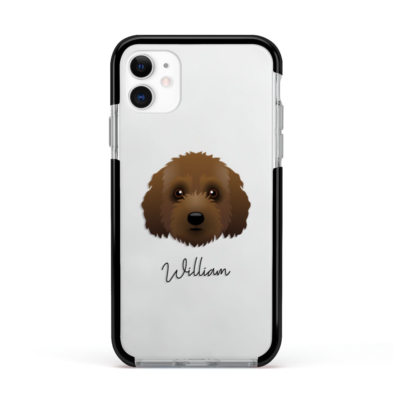 Australian Labradoodle Personalised Apple iPhone 11 in White with Black Impact Case