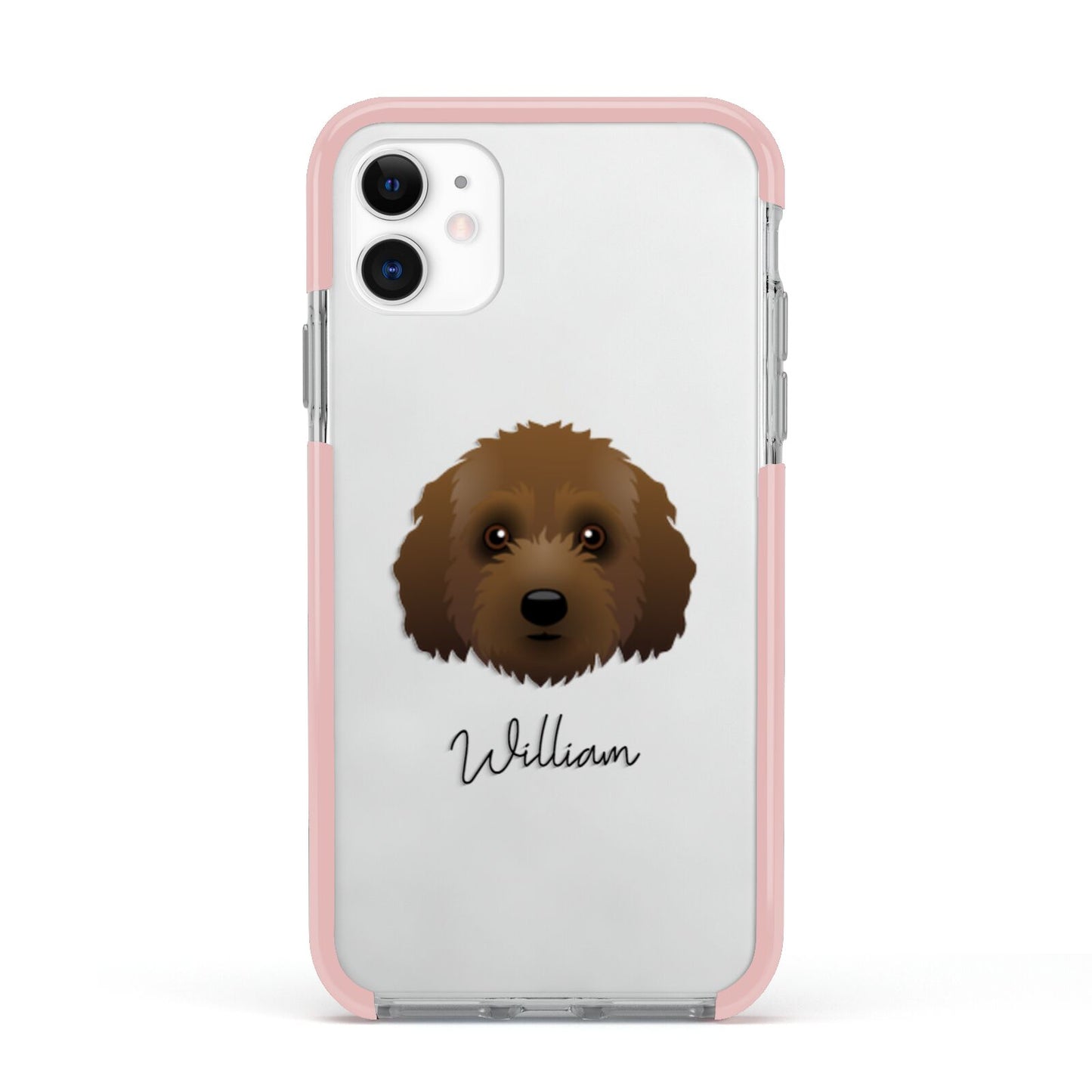 Australian Labradoodle Personalised Apple iPhone 11 in White with Pink Impact Case