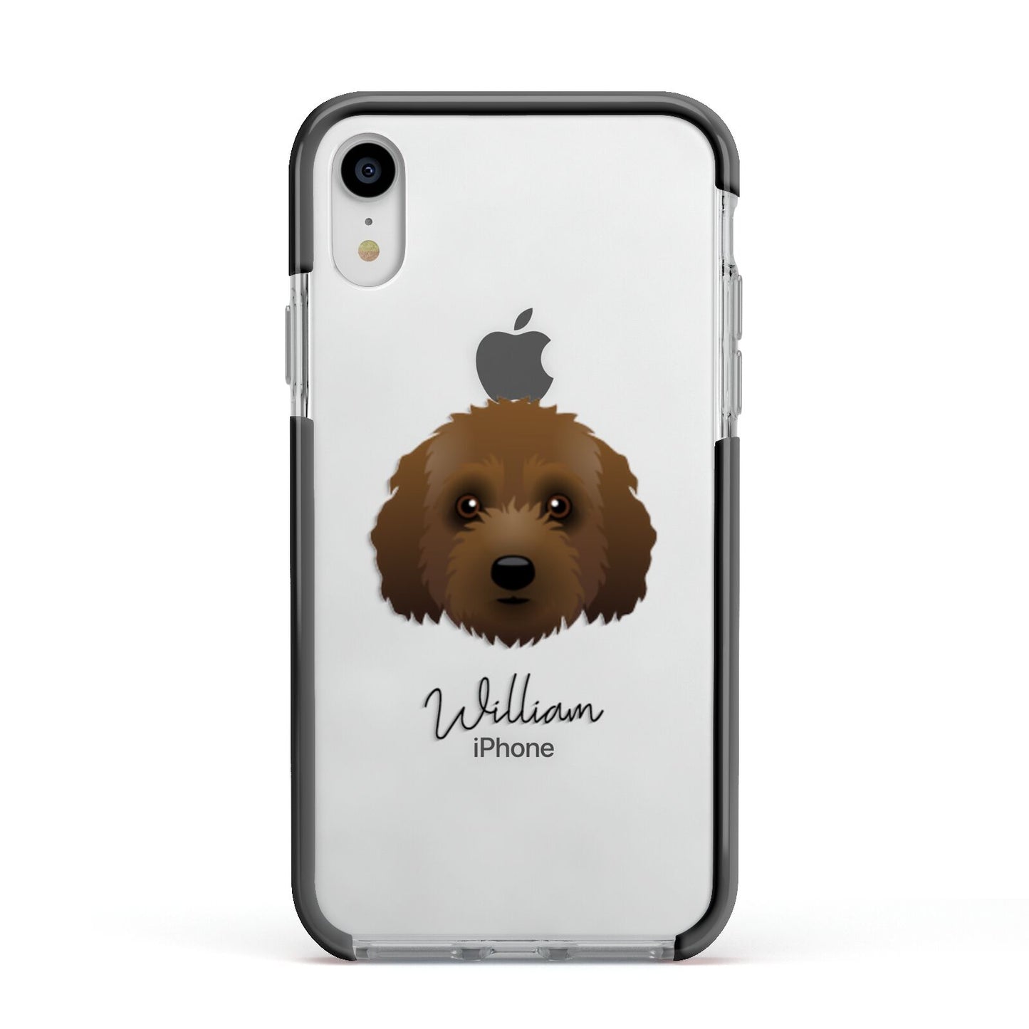 Australian Labradoodle Personalised Apple iPhone XR Impact Case Black Edge on Silver Phone
