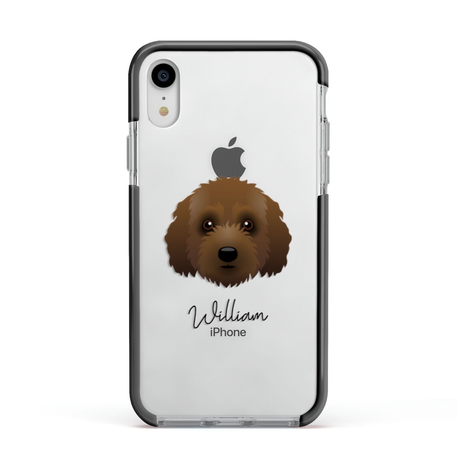Australian Labradoodle Personalised Apple iPhone XR Impact Case Black Edge on Silver Phone