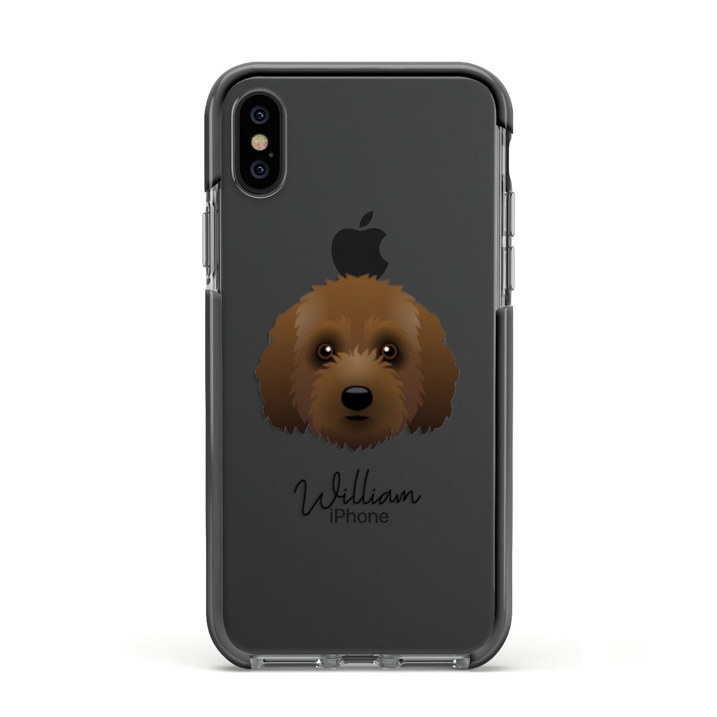 Australian Labradoodle Personalised Apple iPhone Xs Impact Case Black Edge on Black Phone