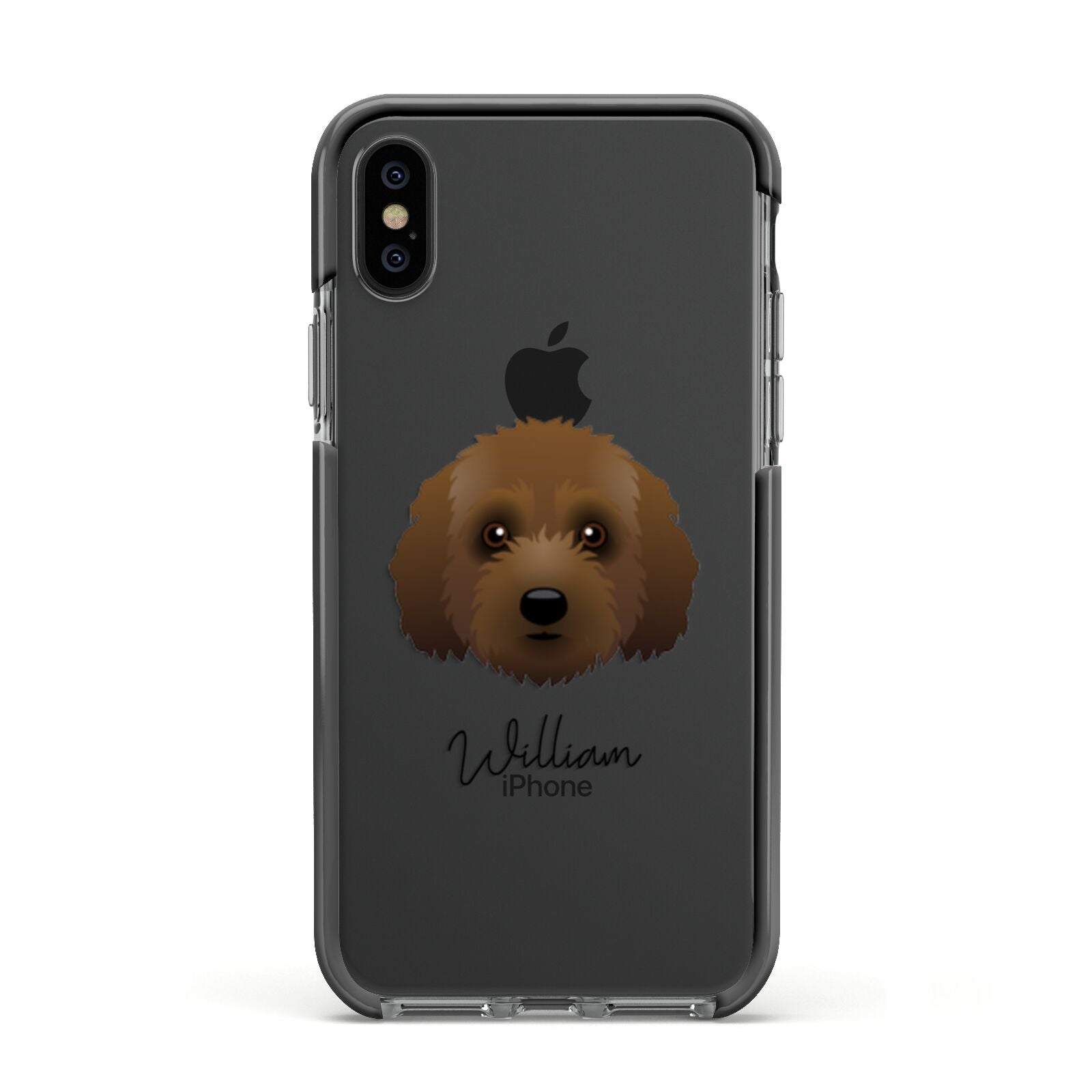 Australian Labradoodle Personalised Apple iPhone Xs Impact Case Black Edge on Black Phone