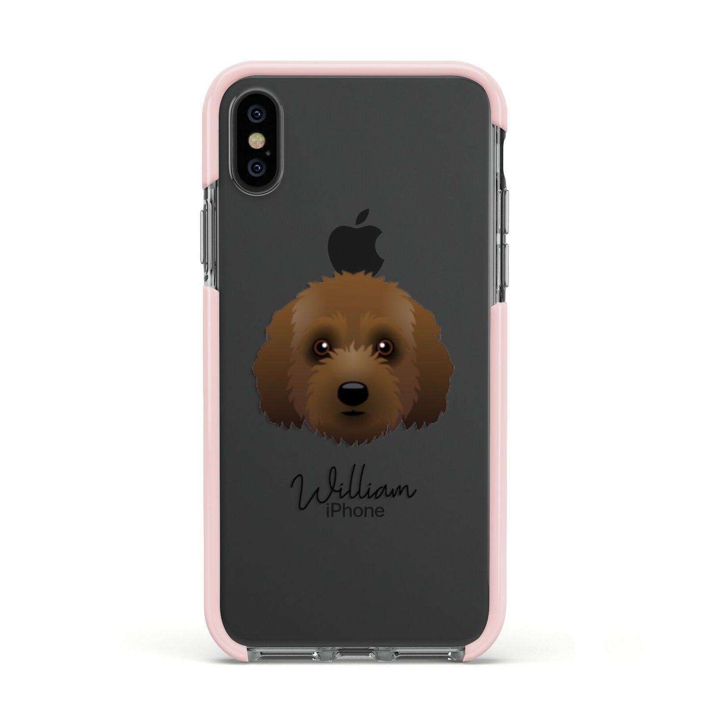 Australian Labradoodle Personalised Apple iPhone Xs Impact Case Pink Edge on Black Phone