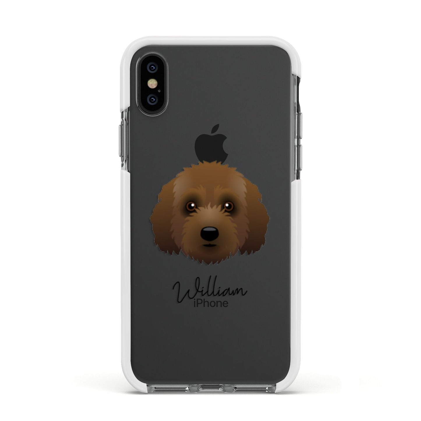 Australian Labradoodle Personalised Apple iPhone Xs Impact Case White Edge on Black Phone