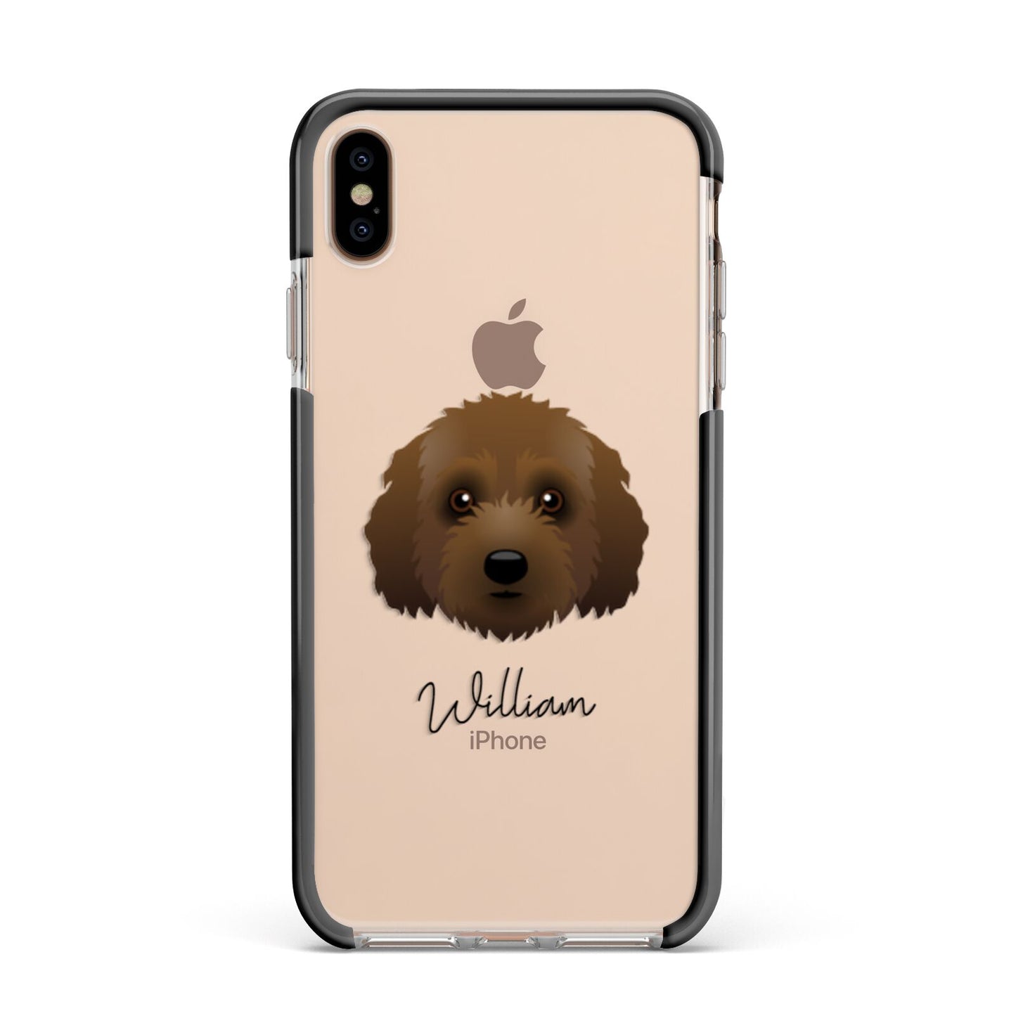 Australian Labradoodle Personalised Apple iPhone Xs Max Impact Case Black Edge on Gold Phone
