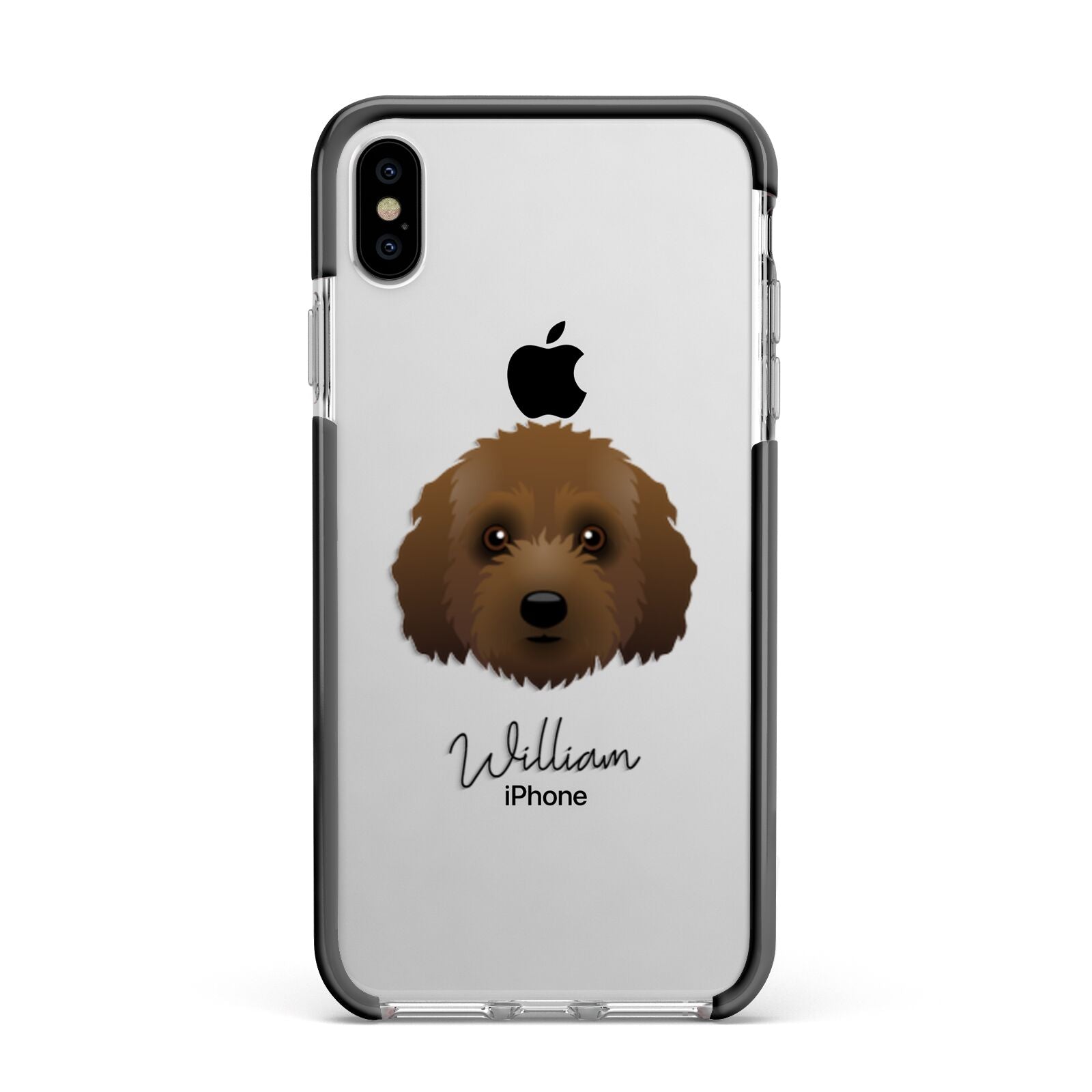 Australian Labradoodle Personalised Apple iPhone Xs Max Impact Case Black Edge on Silver Phone
