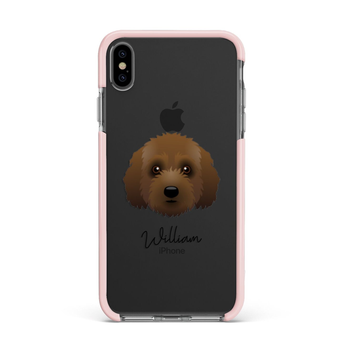 Australian Labradoodle Personalised Apple iPhone Xs Max Impact Case Pink Edge on Black Phone