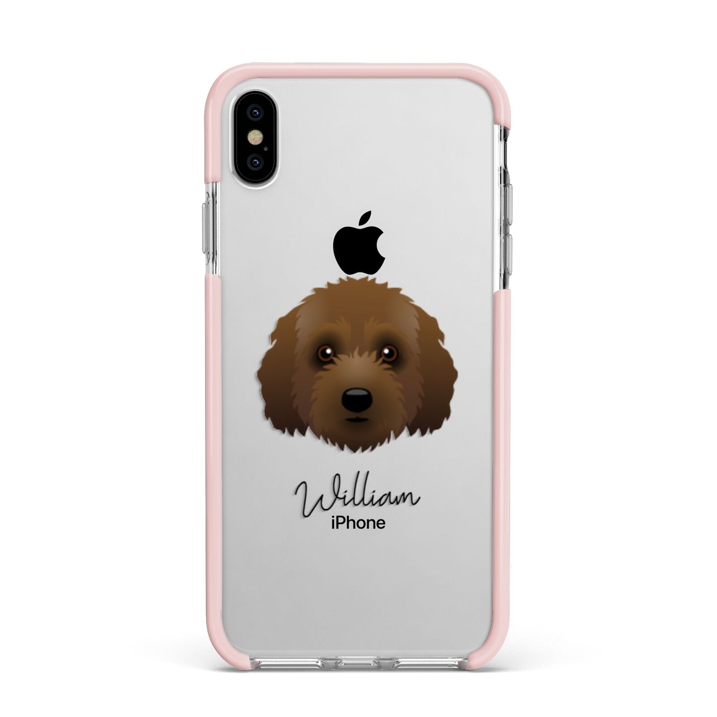 Australian Labradoodle Personalised Apple iPhone Xs Max Impact Case Pink Edge on Silver Phone