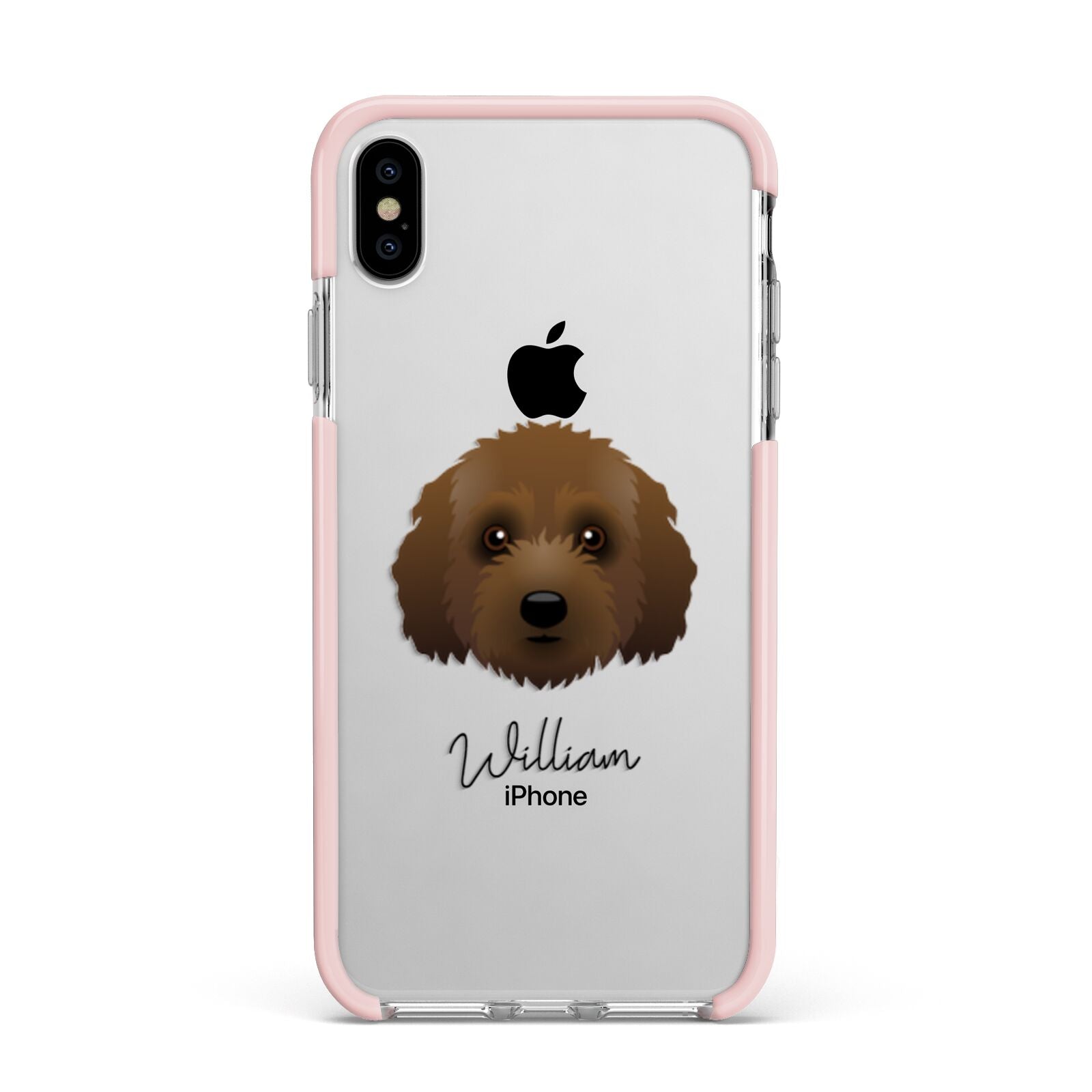 Australian Labradoodle Personalised Apple iPhone Xs Max Impact Case Pink Edge on Silver Phone