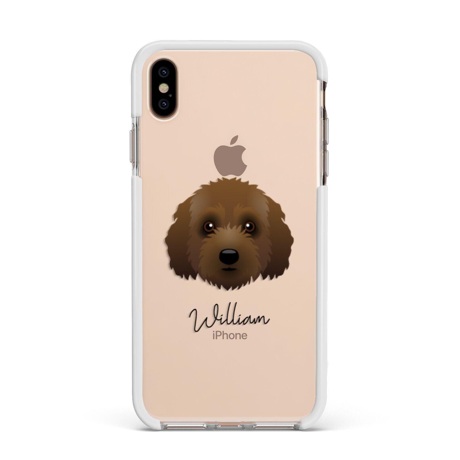 Australian Labradoodle Personalised Apple iPhone Xs Max Impact Case White Edge on Gold Phone