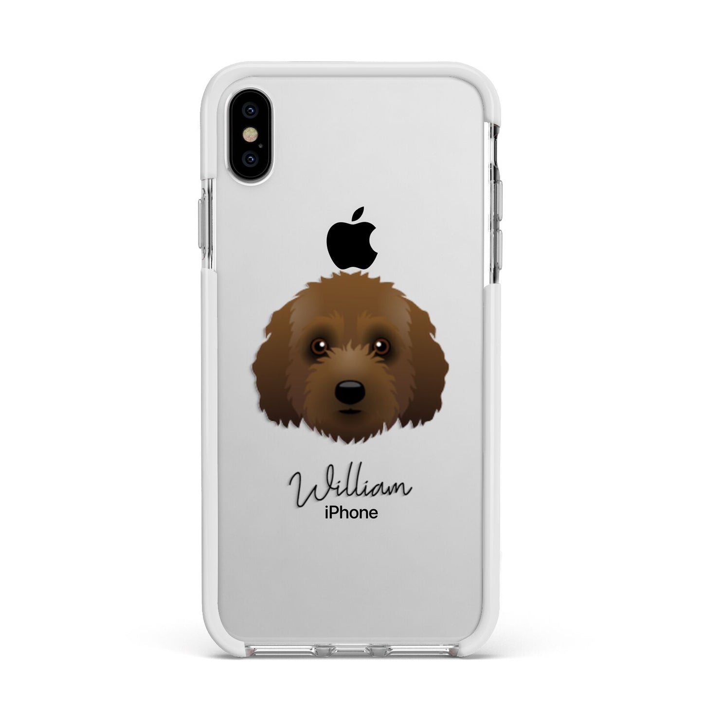 Australian Labradoodle Personalised Apple iPhone Xs Max Impact Case White Edge on Silver Phone
