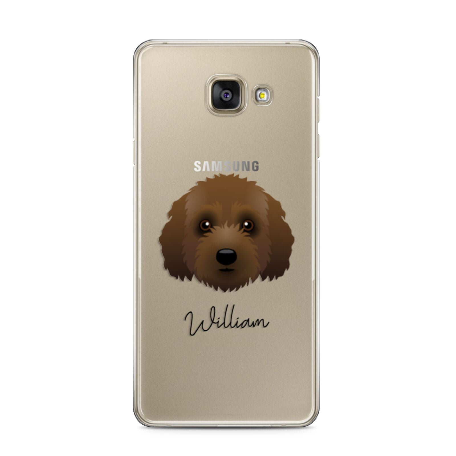 Australian Labradoodle Personalised Samsung Galaxy A3 2016 Case on gold phone