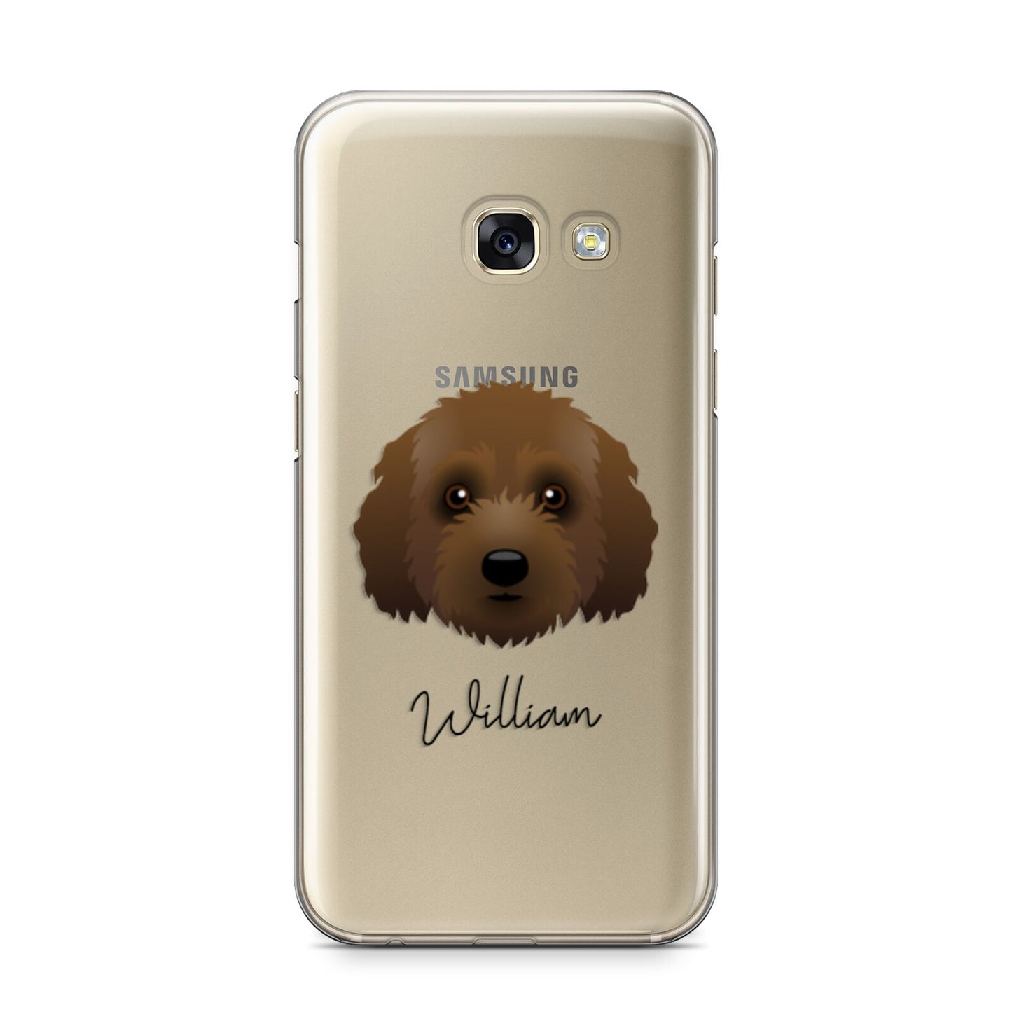 Australian Labradoodle Personalised Samsung Galaxy A3 2017 Case on gold phone