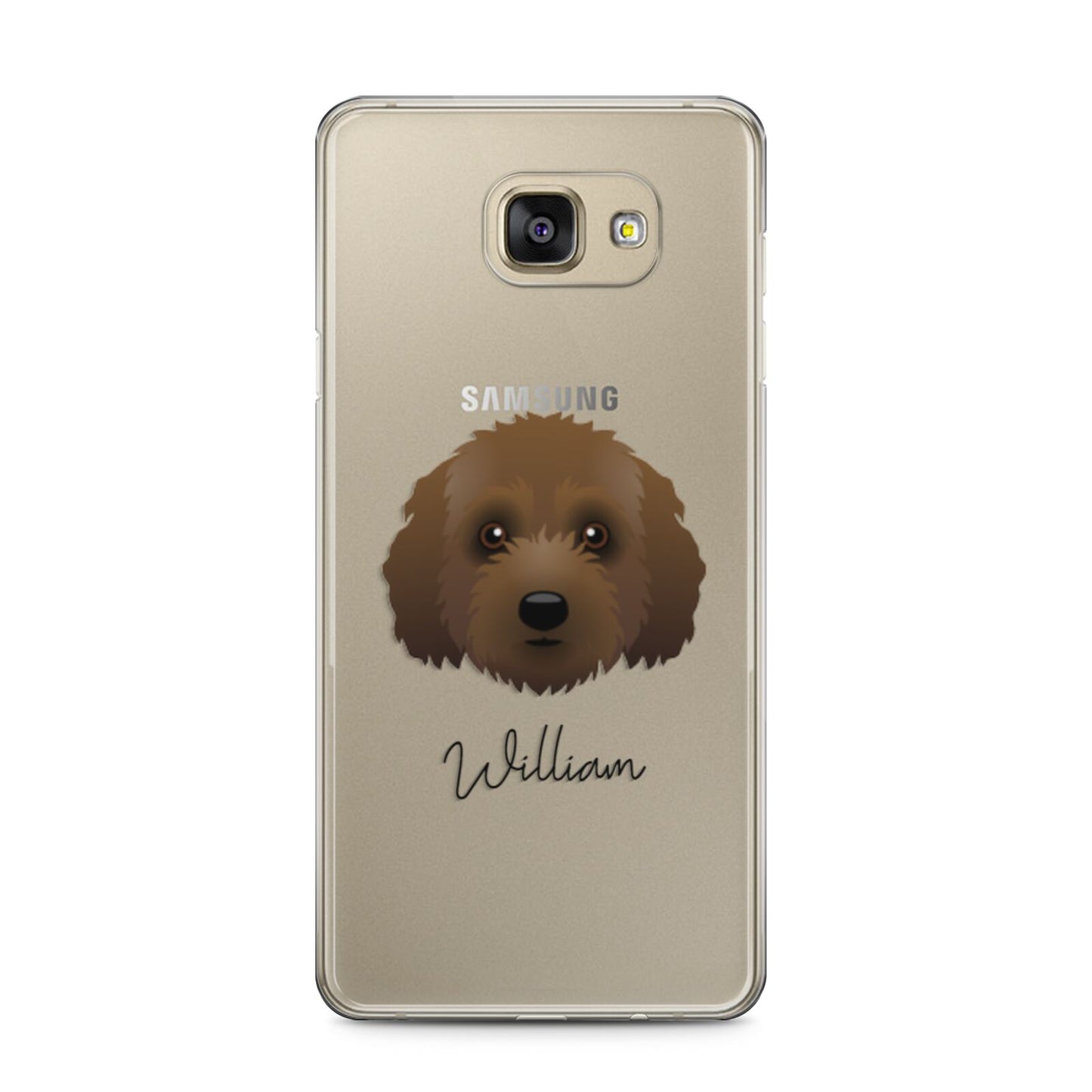 Australian Labradoodle Personalised Samsung Galaxy A5 2016 Case on gold phone